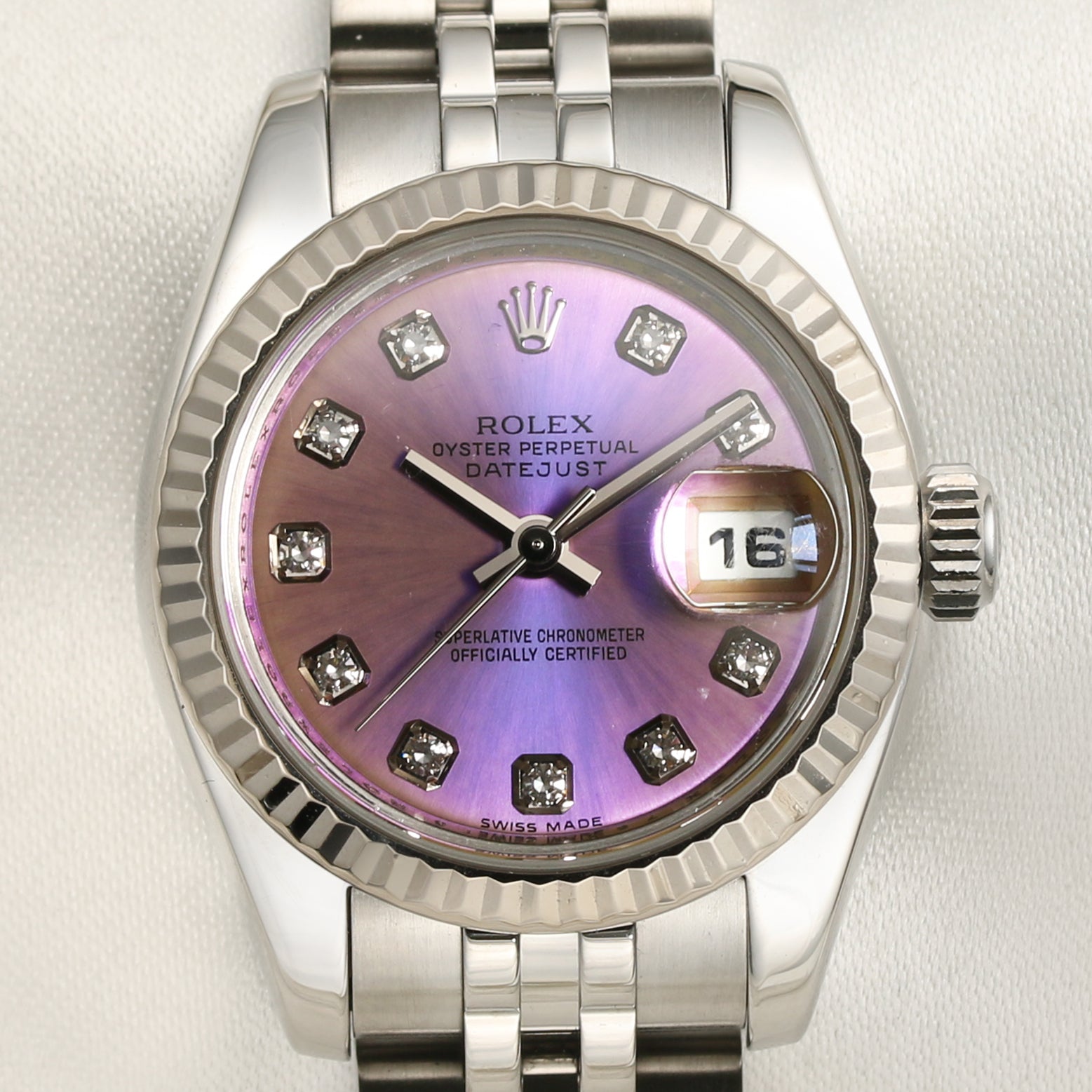 Rolex Lady DateJust 179174 Stainless Steel Pink MOP Diamond Dial Second hand Watch Collectors 2