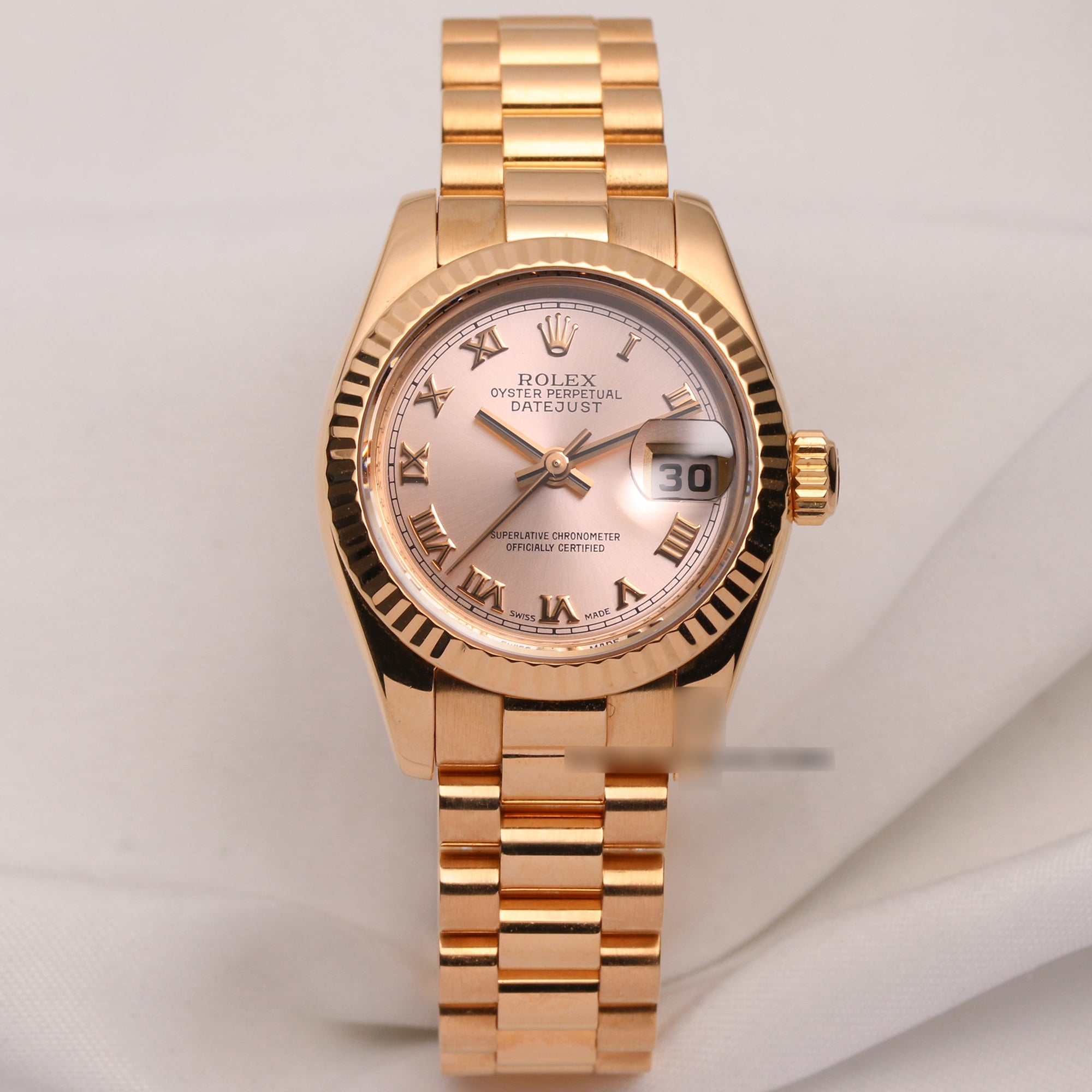 Rolex-Lady-DateJust-179175-18K-Rose-Gold-Champagne-Dial-Second-Hand-Watch-Collectors-1-1