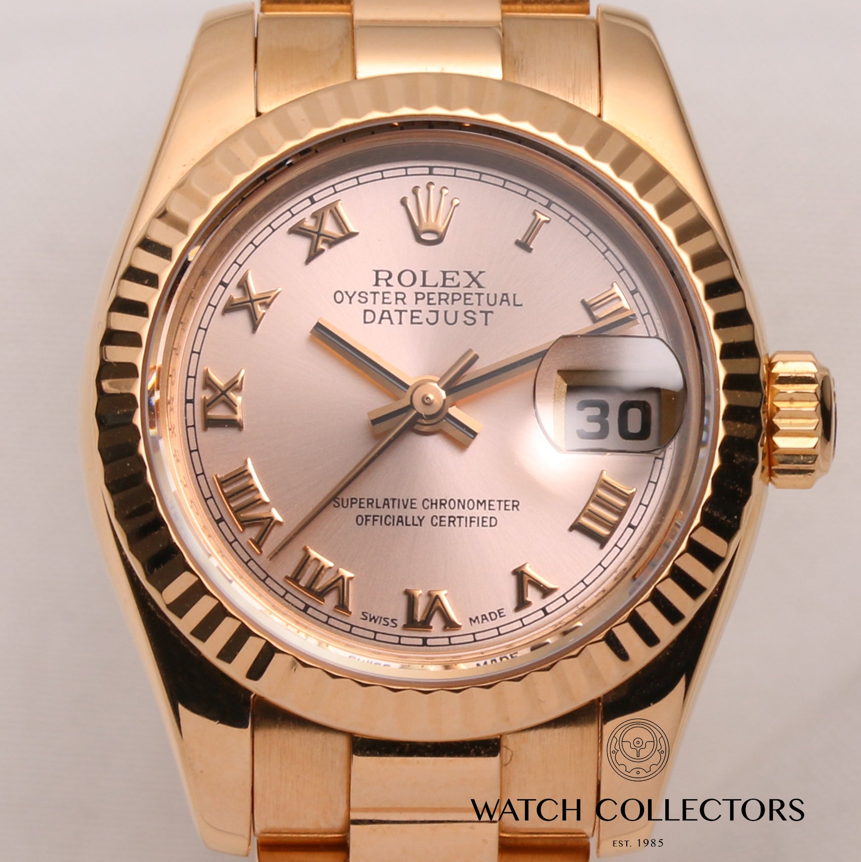 Rolex-Lady-DateJust-179175-18K-Rose-Gold-Champagne-Dial-Second-Hand-Watch-Collectors-2
