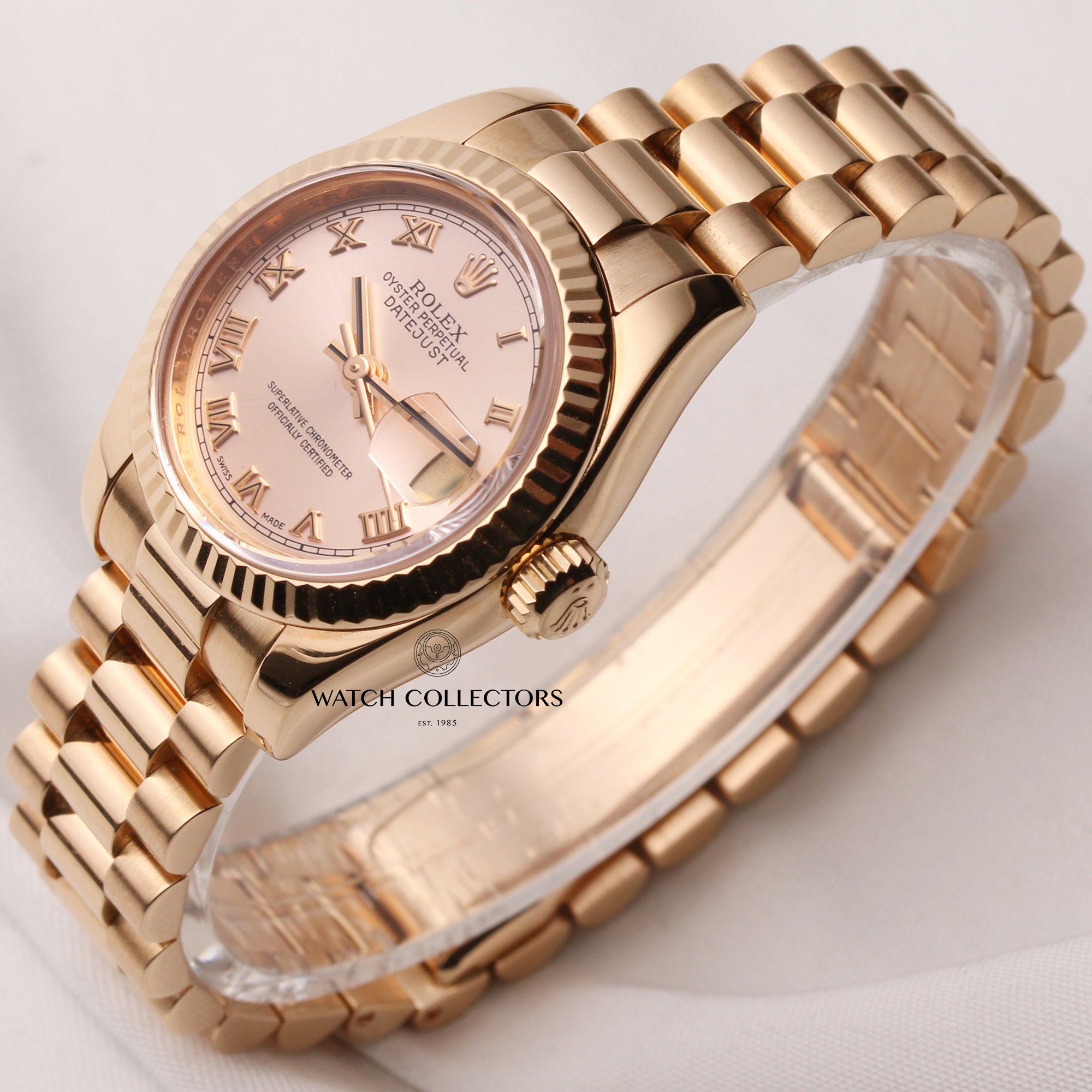 Rolex-Lady-DateJust-179175-18K-Rose-Gold-Champagne-Dial-Second-Hand-Watch-Collectors-3