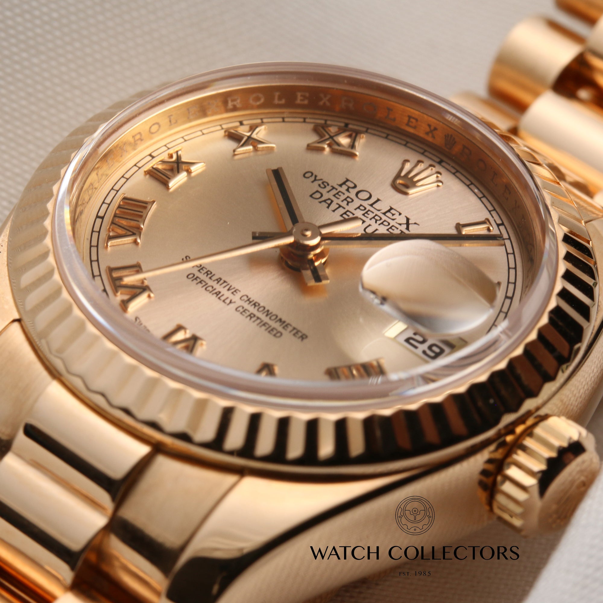 Rolex-Lady-DateJust-179175-18K-Rose-Gold-Champagne-Dial-Second-Hand-Watch-Collectors-5