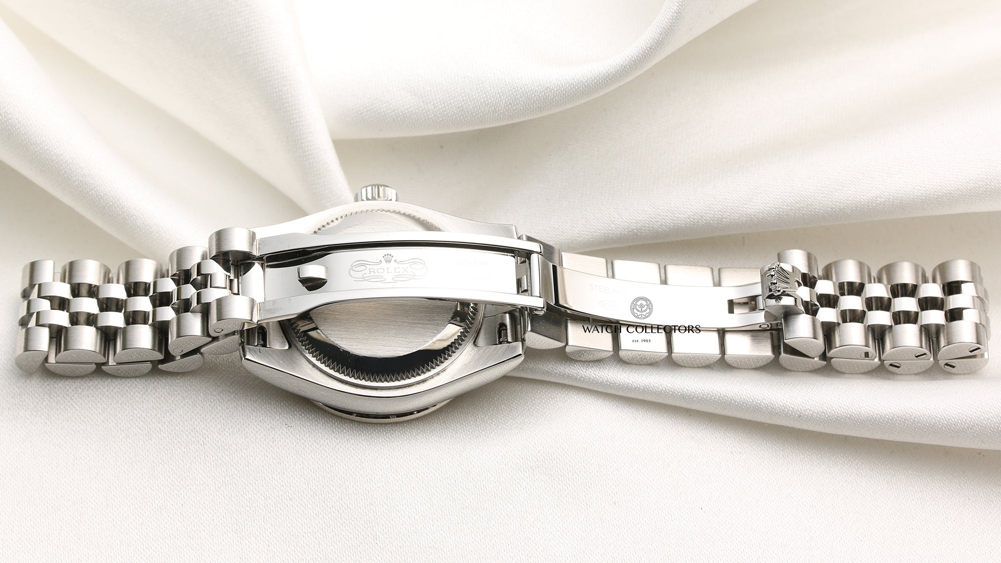 Rolex Lady DateJust 179384 Diamond Stainless Steel 18K White Gold Bezel Second Hand Watch Collectors 9