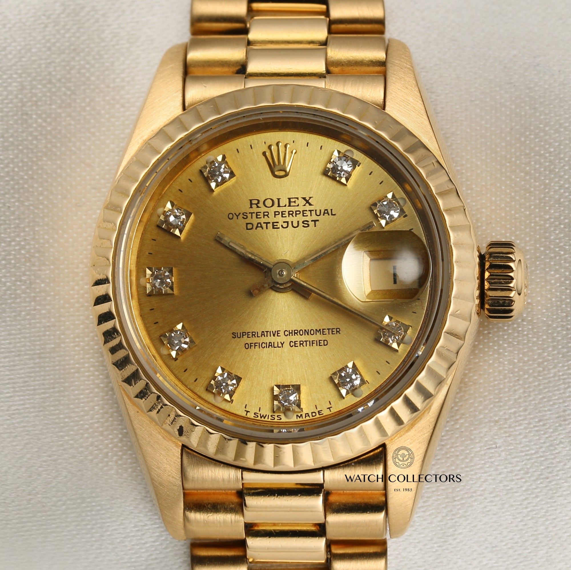 Rolex Lady DateJust 18K Yellow Gold Champagne Diamond Dial Second Hand Watch Collectors 2