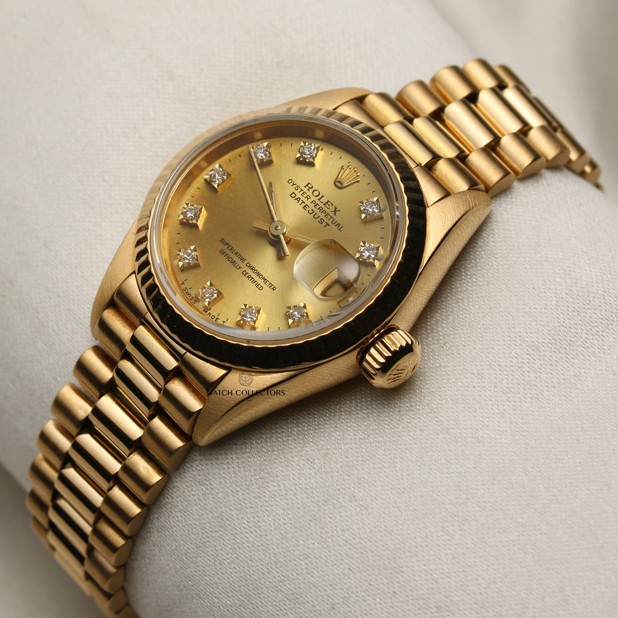 Rolex Lady DateJust 18K Yellow Gold Champagne Diamond Dial Second Hand Watch Collectors 3
