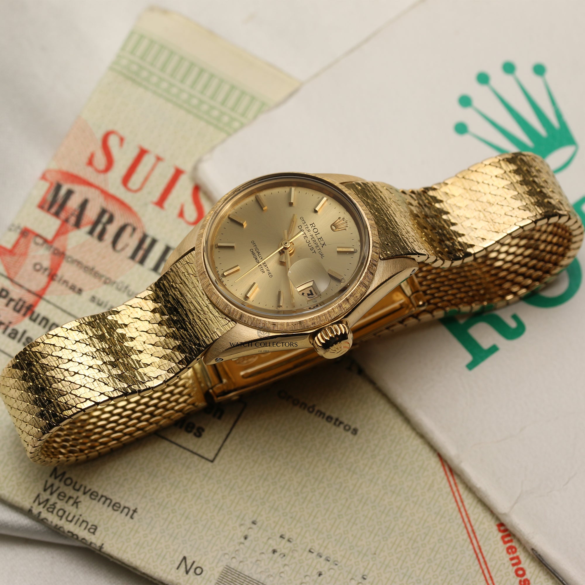 Rolex Lady DateJust 18K Yellow Gold Champagne Second Hand Watch Collectors 7