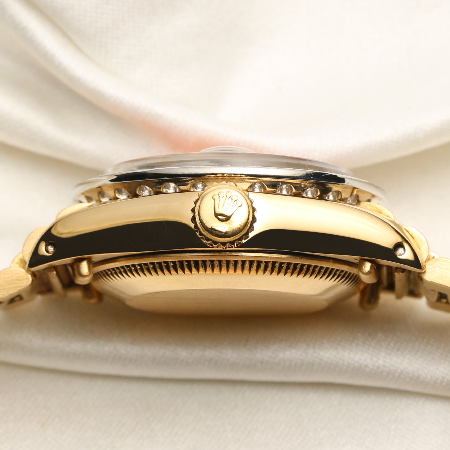 Rolex Lady DateJust 18K Yellow Gold Diamond Bezel Orange Dial Second Hand Watch Collectors 6