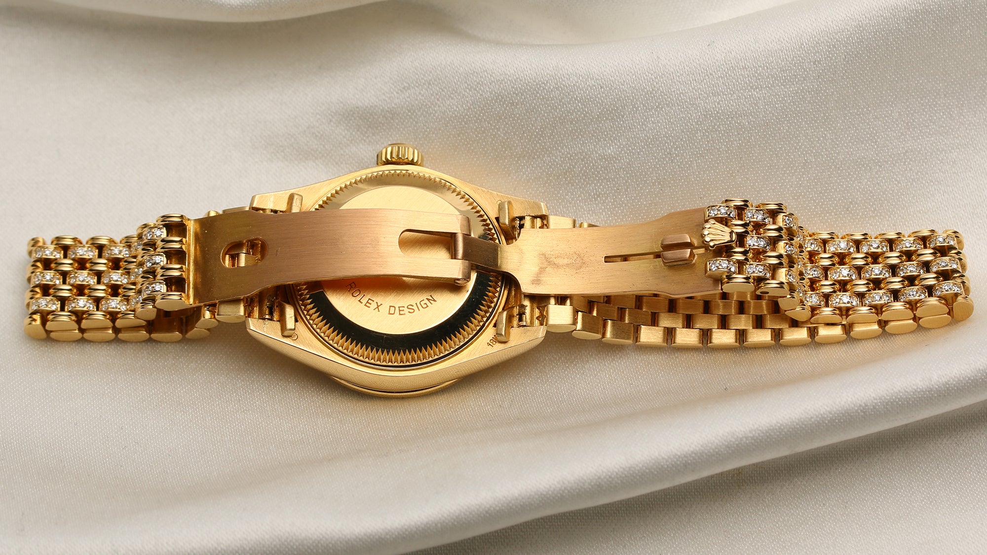 Rolex Lady DateJust 18K Yellow Gold Sapphire & Diamond Second Hand Watch Collectors 6