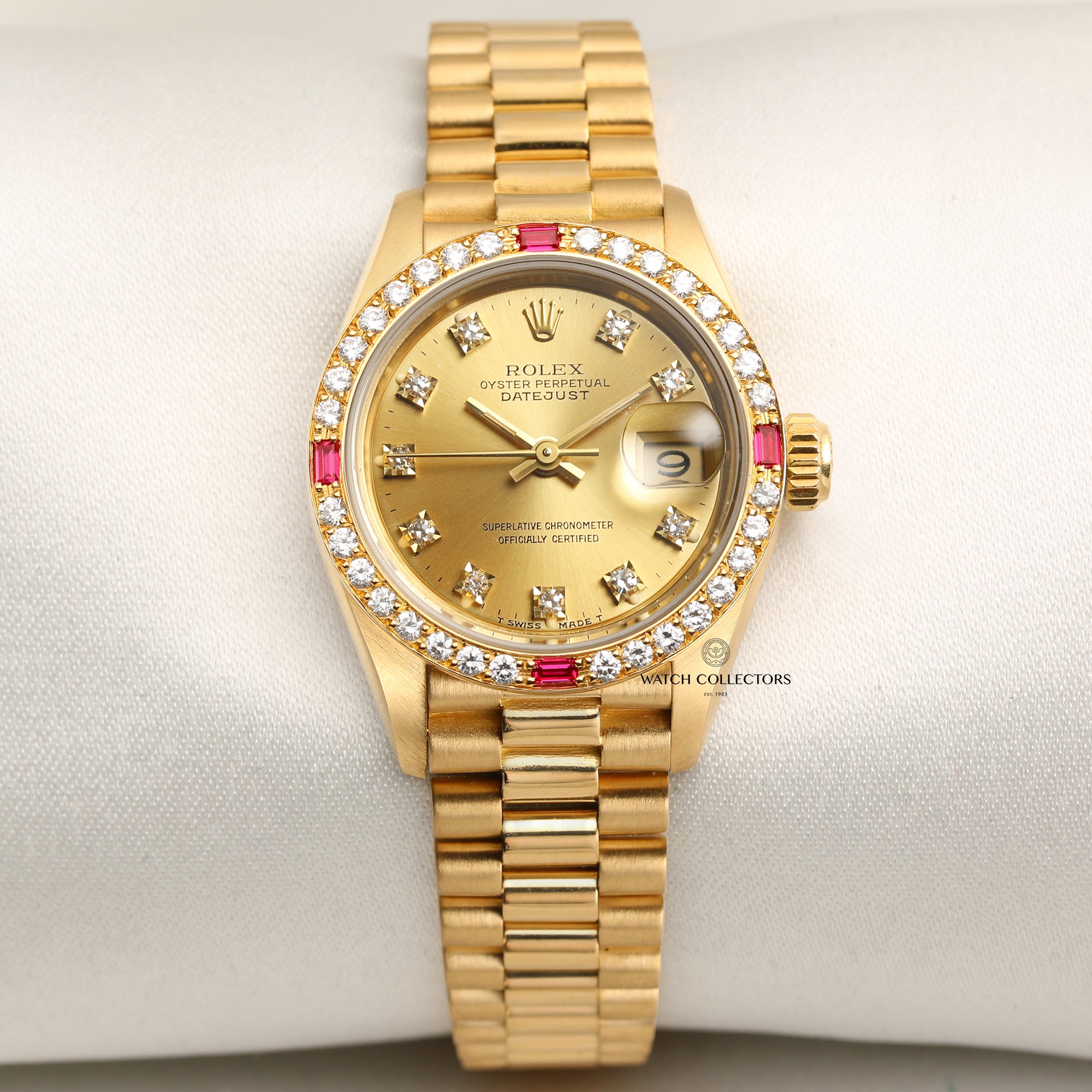 Ladies Rolex DateJust President 26mm FACTORY CHAMPAGNE DIAMOND 18K Gol