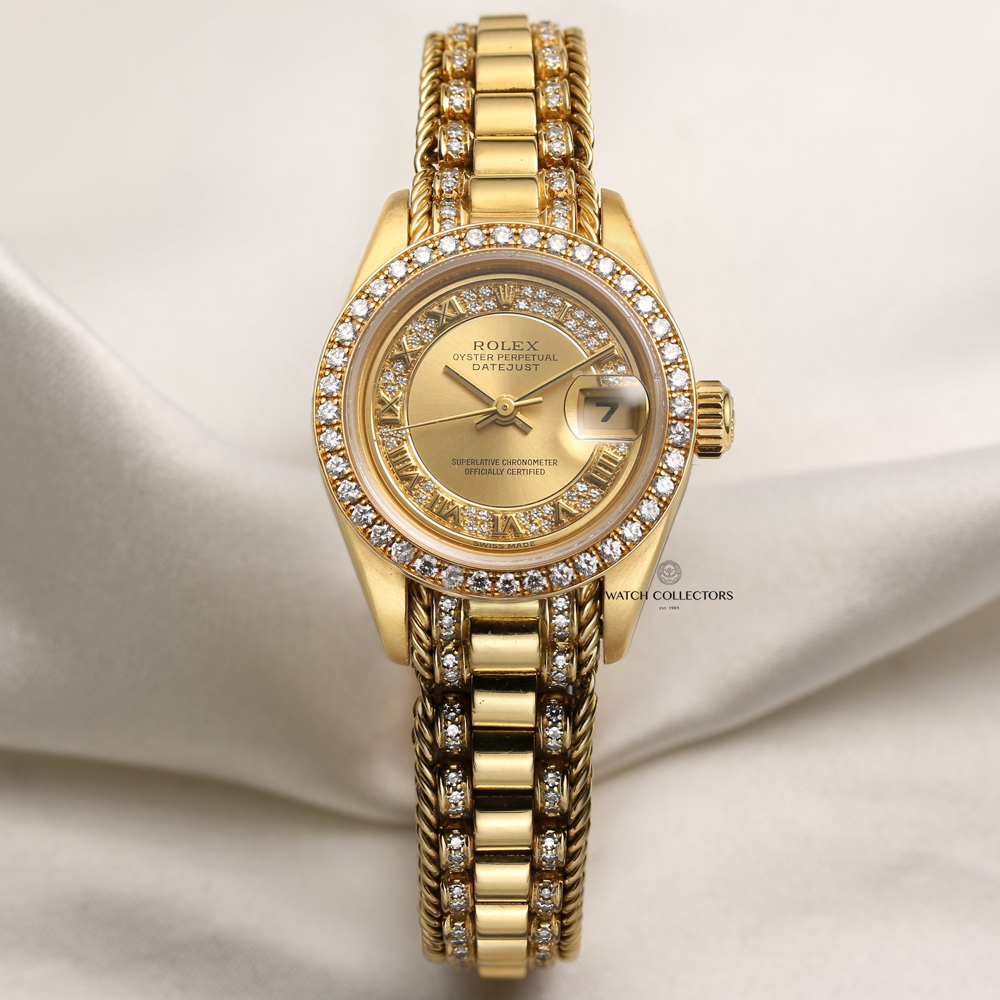 Rolex Lady DateJust 69138 18K Yellow Gold Diamond Bezel Dial Bracelet Second Hand Watch Collectors 1