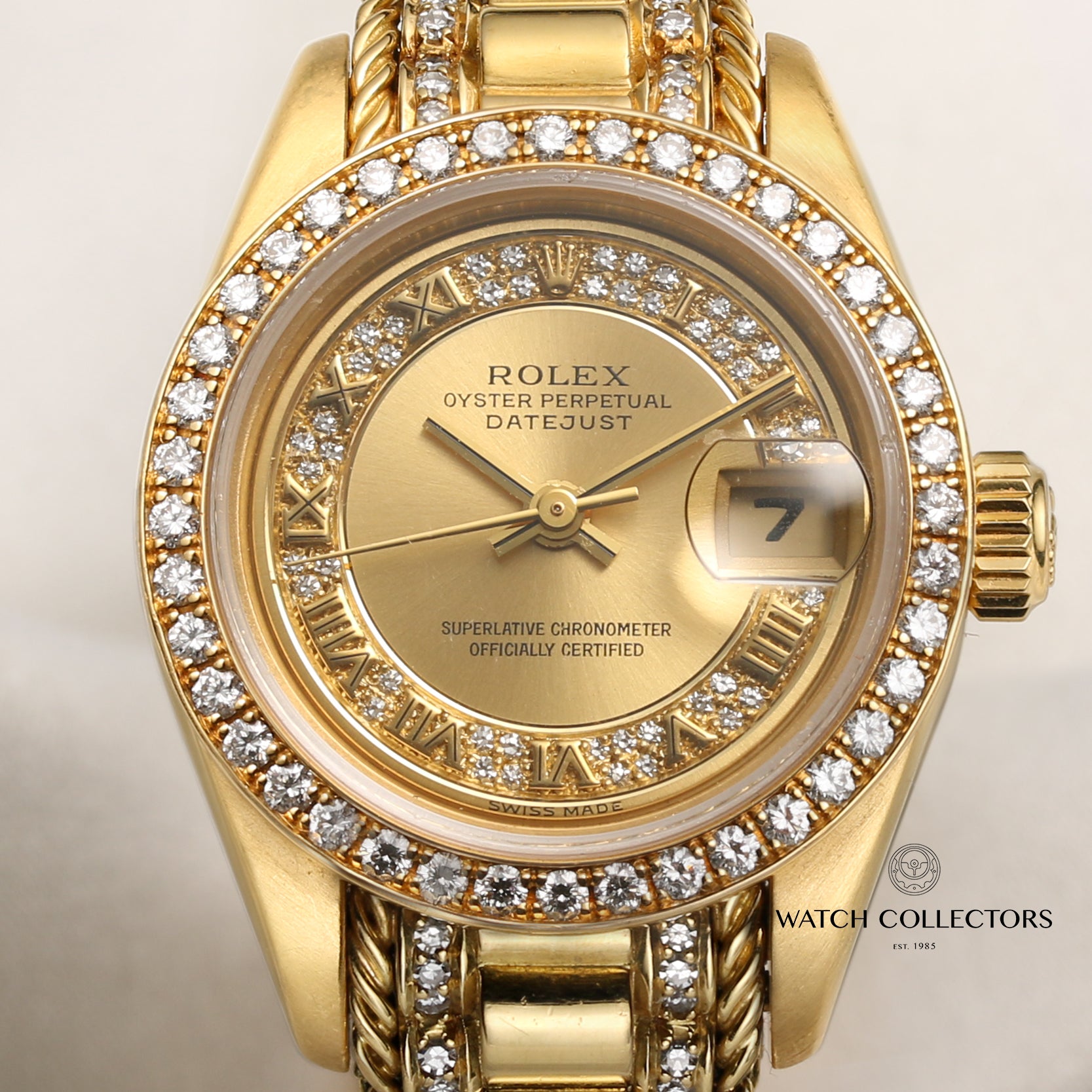 Rolex Lady DateJust 69138 18K Yellow Gold Diamond Bezel Dial Bracelet Second Hand Watch Collectors 2
