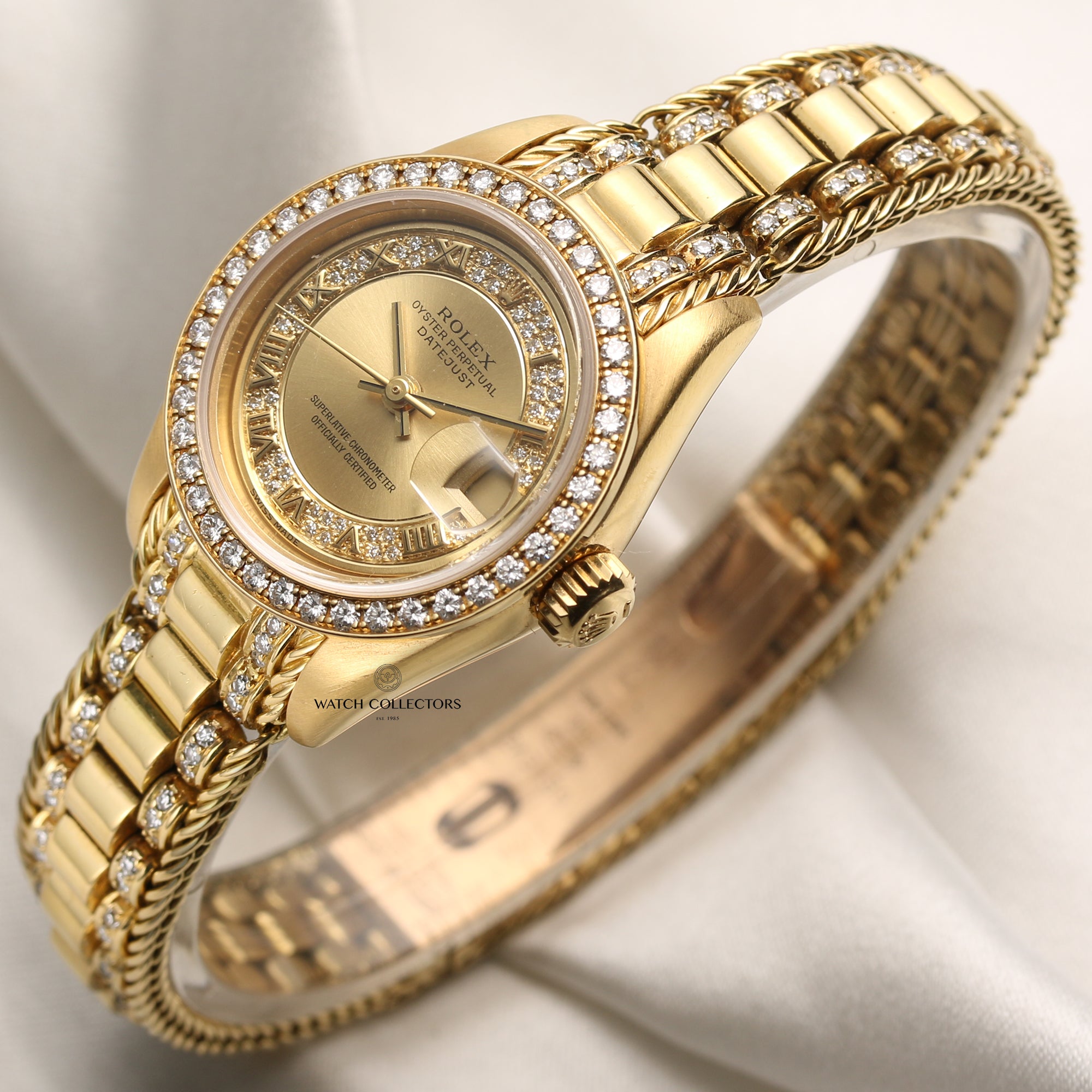 Rolex Lady DateJust 69138 18K Yellow Gold Diamond Bezel Dial Bracelet Second Hand Watch Collectors 3