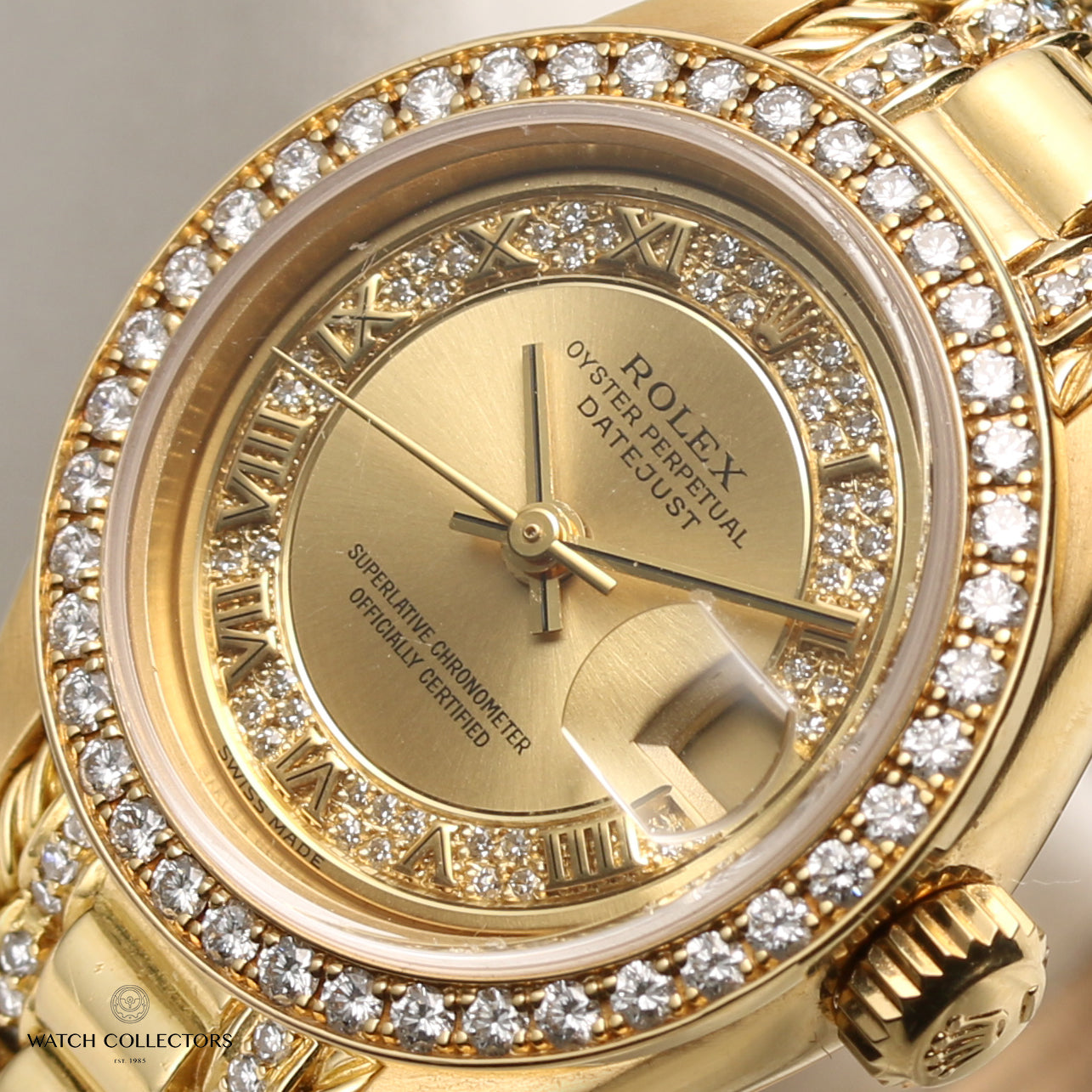 Rolex Lady DateJust 69138 18K Yellow Gold Diamond Bezel Dial Bracelet Second Hand Watch Collectors 4