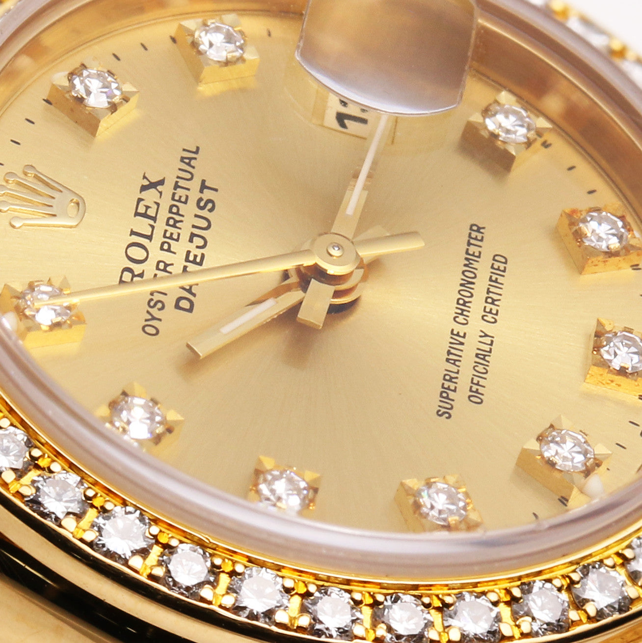 Rolex Lady DateJust 69138 Diamond Dial Bezel 18K Yellow Gold Second Hand Watch Collectors (5)