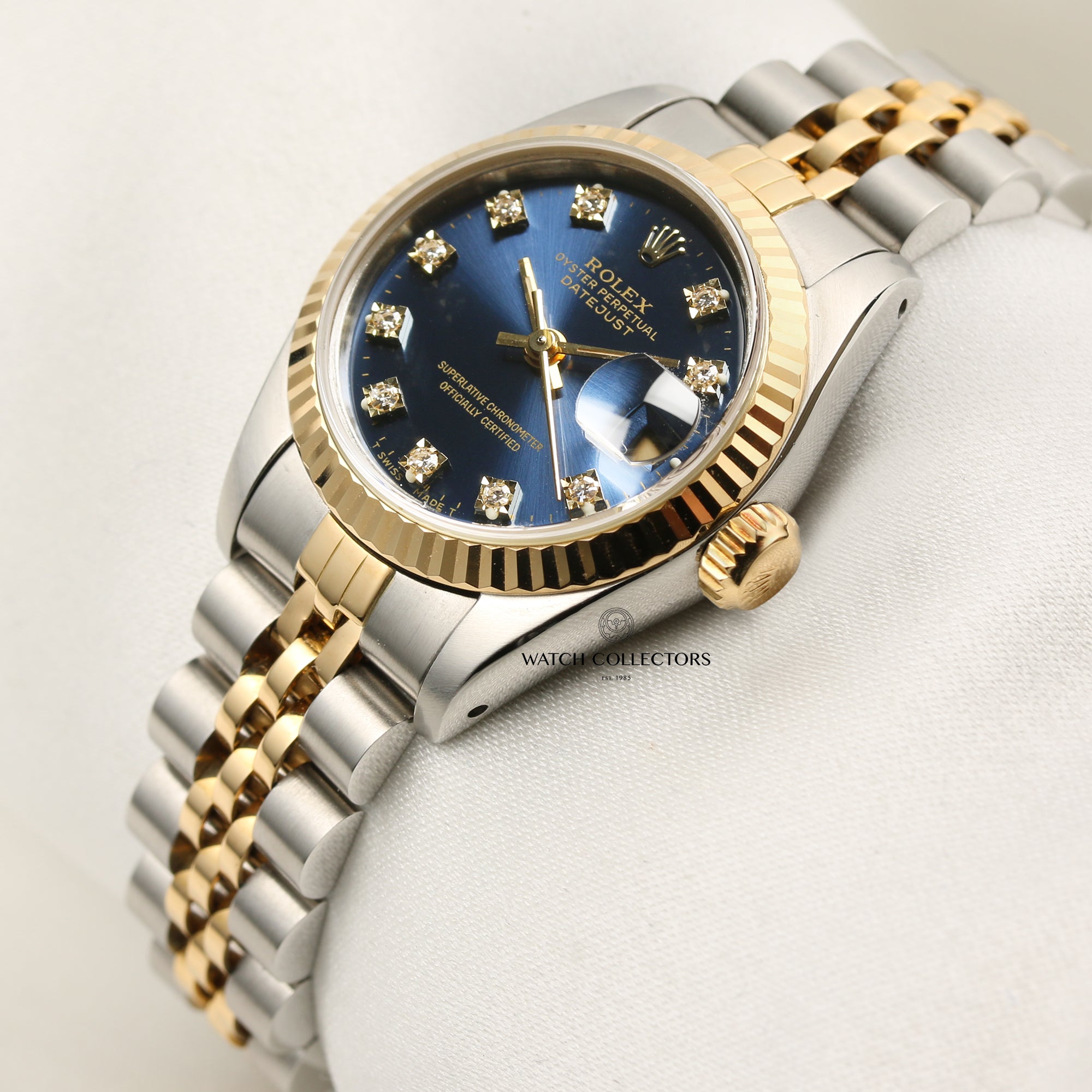 Rolex Lady DateJust 69173 Steel & Gold Blue Diamond Dial Second Hand Watch Collectors 3