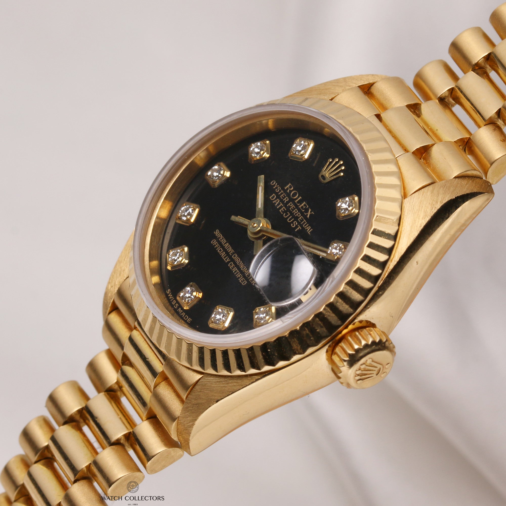 Rolex Lady DateJust 69178 18K Yellow Gold Black Diamond Dial Second Hand Watch Collectors 3