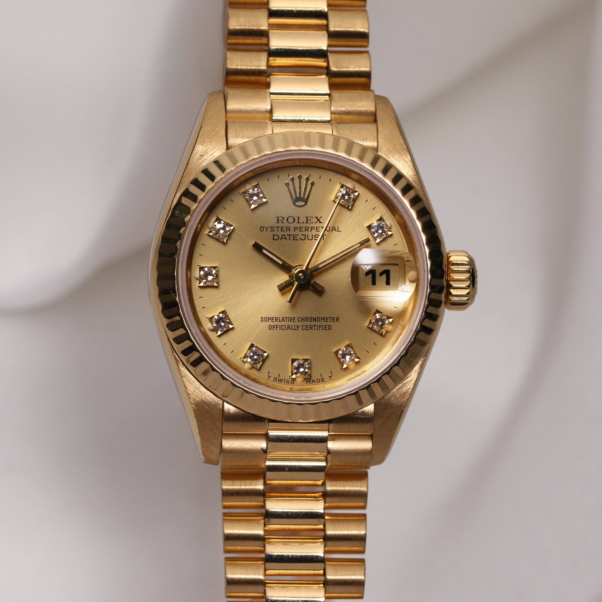 Rolex Lady DateJust 69178 18K Yellow Gold Champagne Diamond Dial Second Hand Watch Collectors 1
