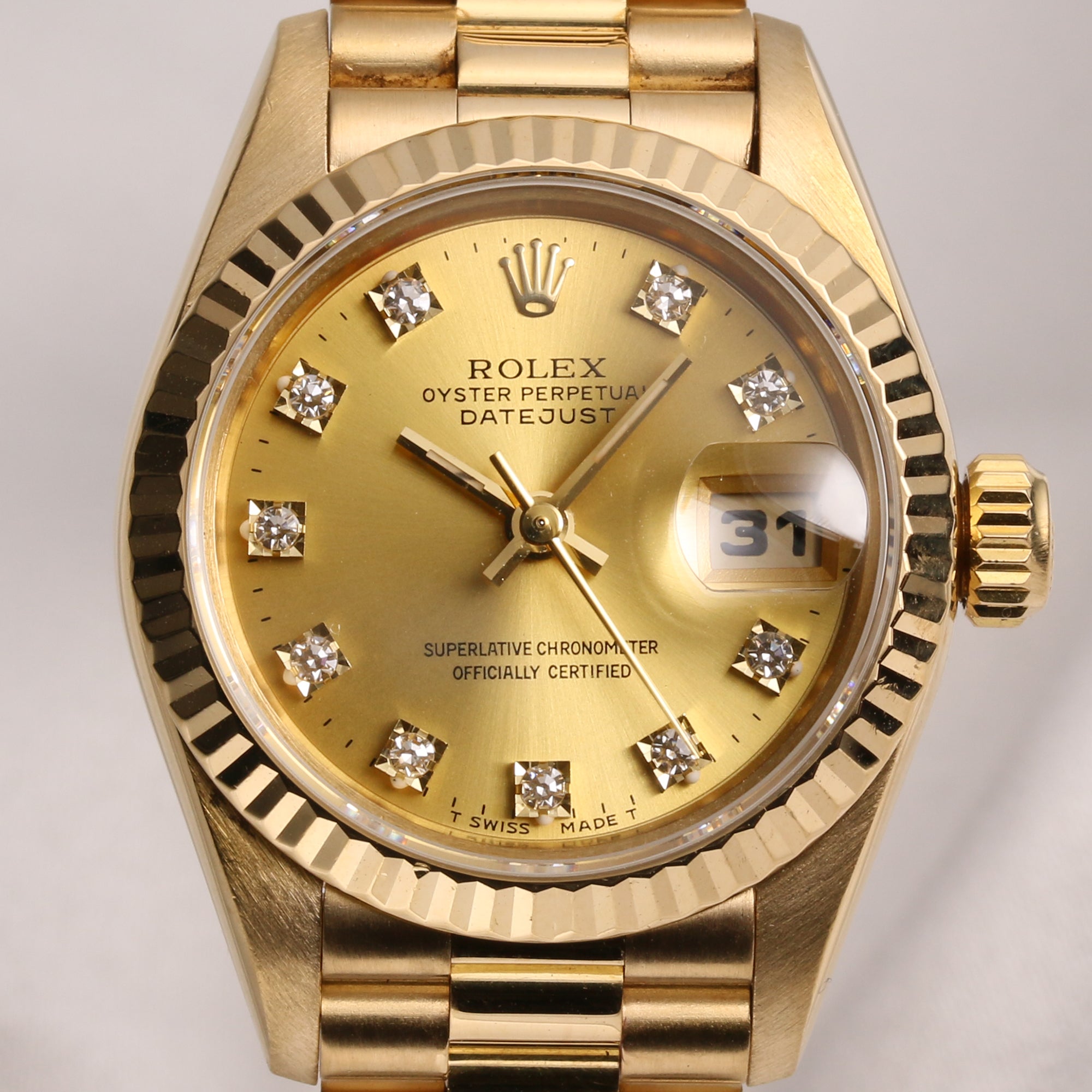 Rolex Lady DateJust 69178 18K Yellow Gold Champagne Diamond Dial Second Hand Watch Collectors 2
