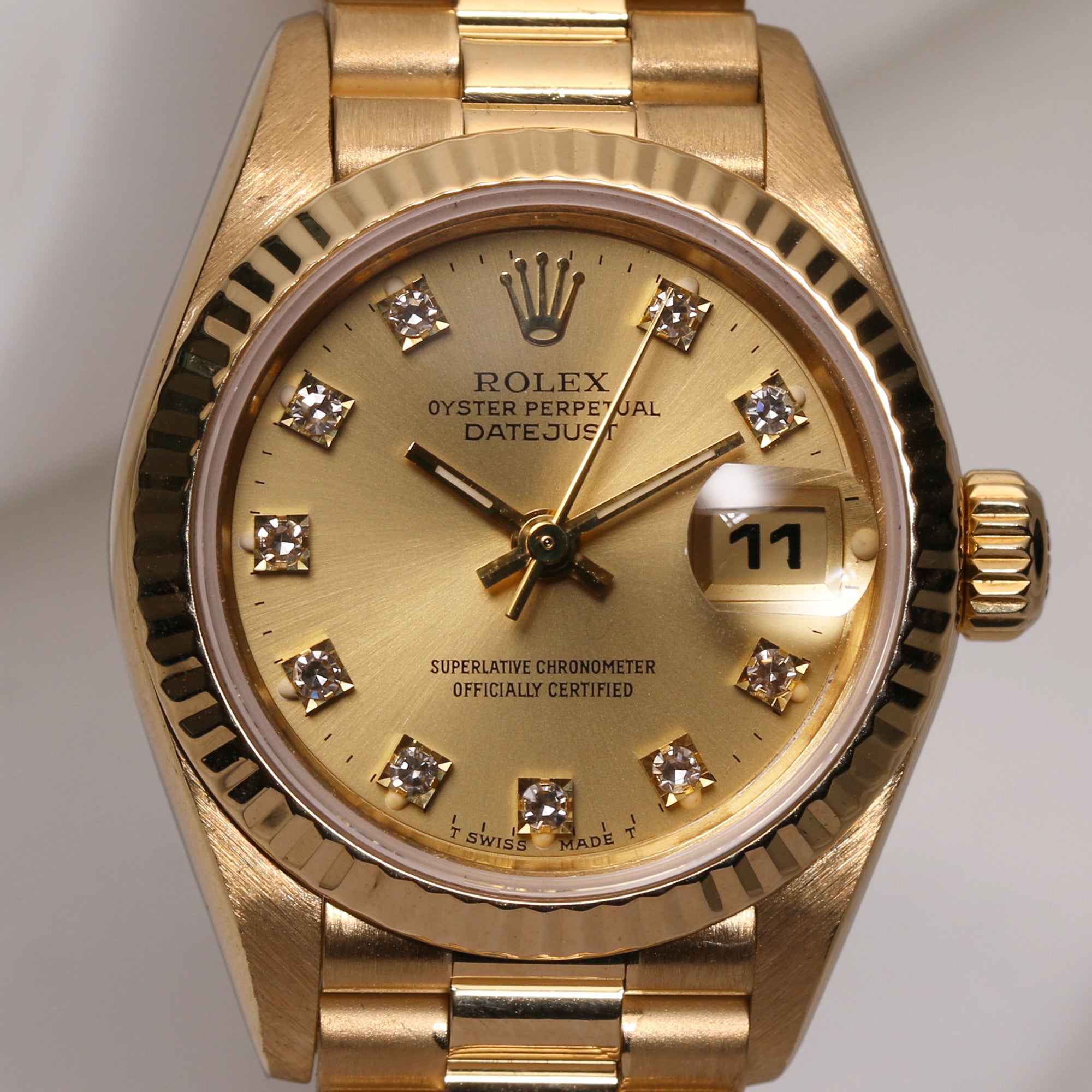 Rolex Lady DateJust 69178 18K Yellow Gold Champagne Diamond Dial Second Hand Watch Collectors 2