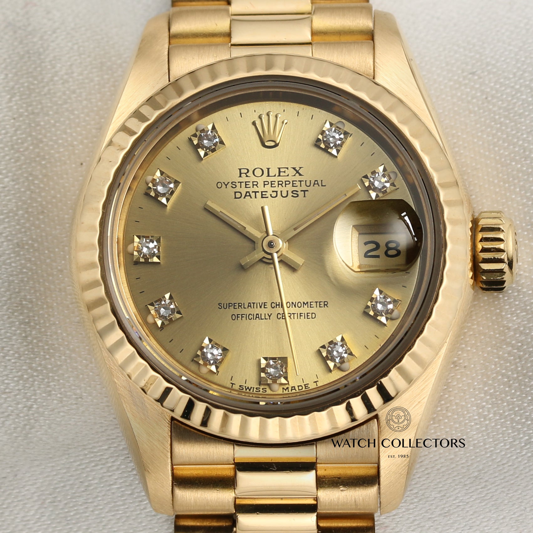 Rolex Lady DateJust 69178 18K Yellow Gold Champagne Diamond Dial Second Hand Watch Collectors 2