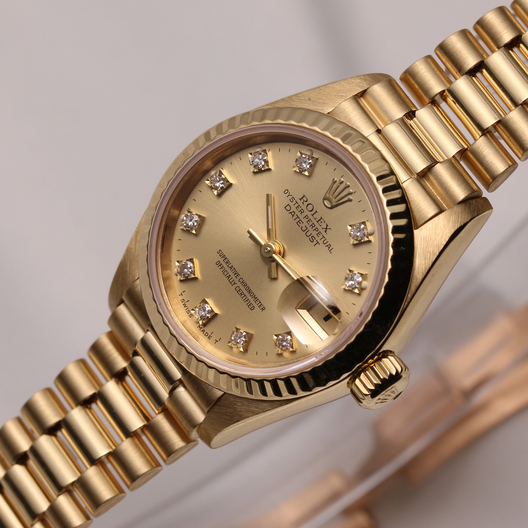 Rolex Lady DateJust 69178 18K Yellow Gold Champagne Diamond Dial Second Hand Watch Collectors 3