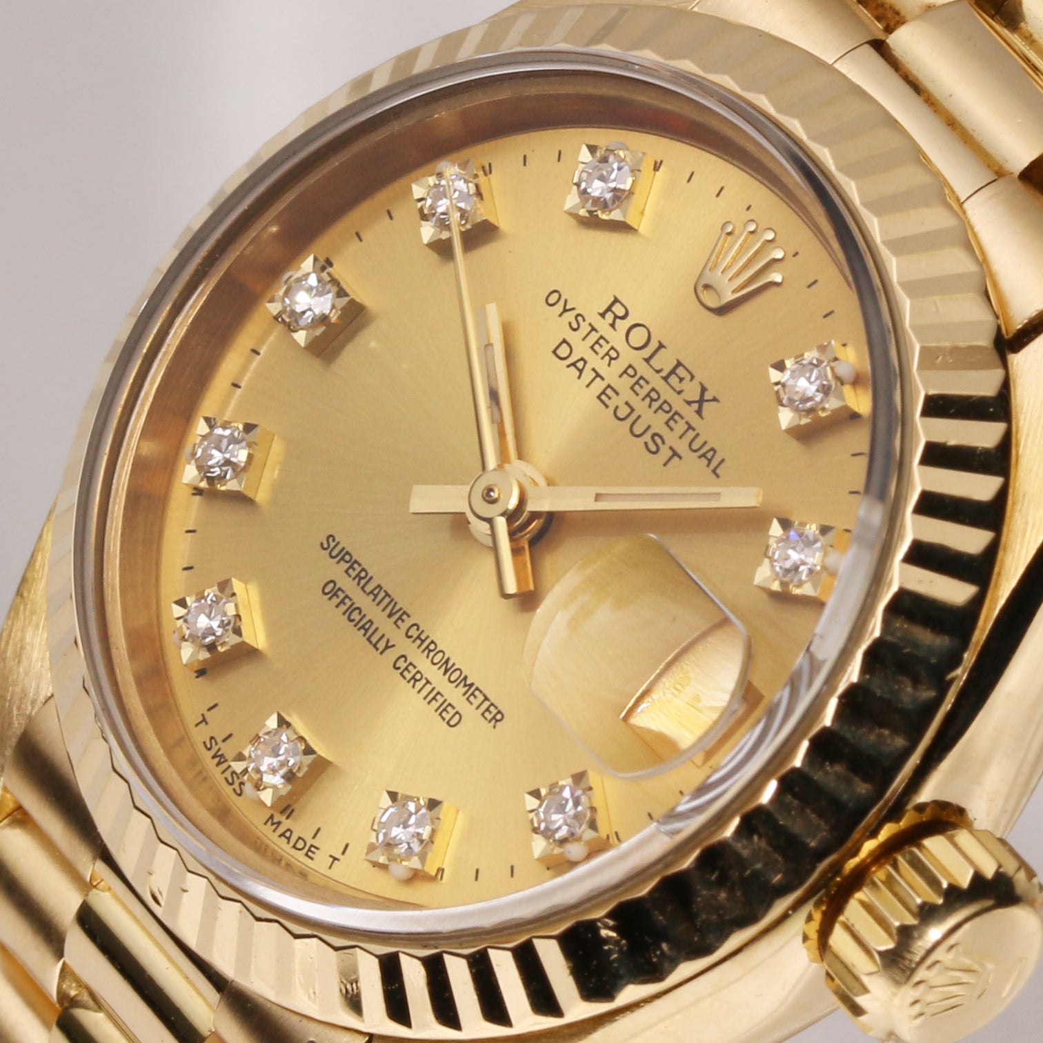 Rolex Lady DateJust 69178 18K Yellow Gold Champagne Diamond Dial Second Hand Watch Collectors 4