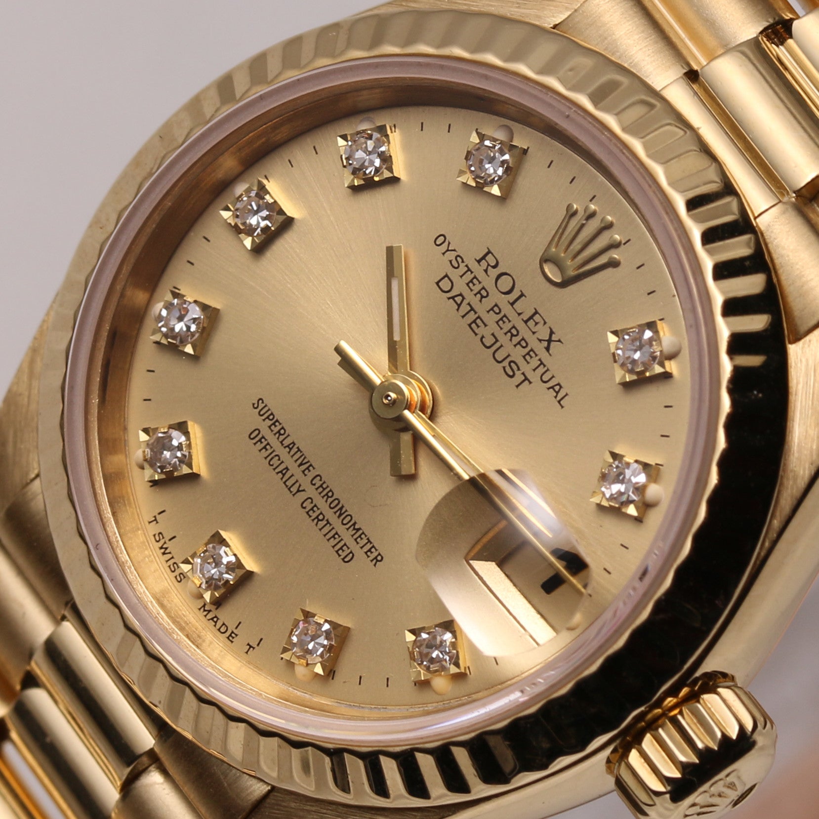 Rolex Lady DateJust 69178 18K Yellow Gold Champagne Diamond Dial Second Hand Watch Collectors 4