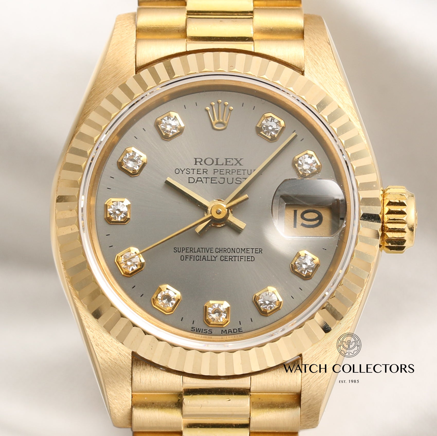 Rolex Lady DateJust 69178 18K Yellow Gold Grey Diamond Dial Second Hand Watch Collectors 2