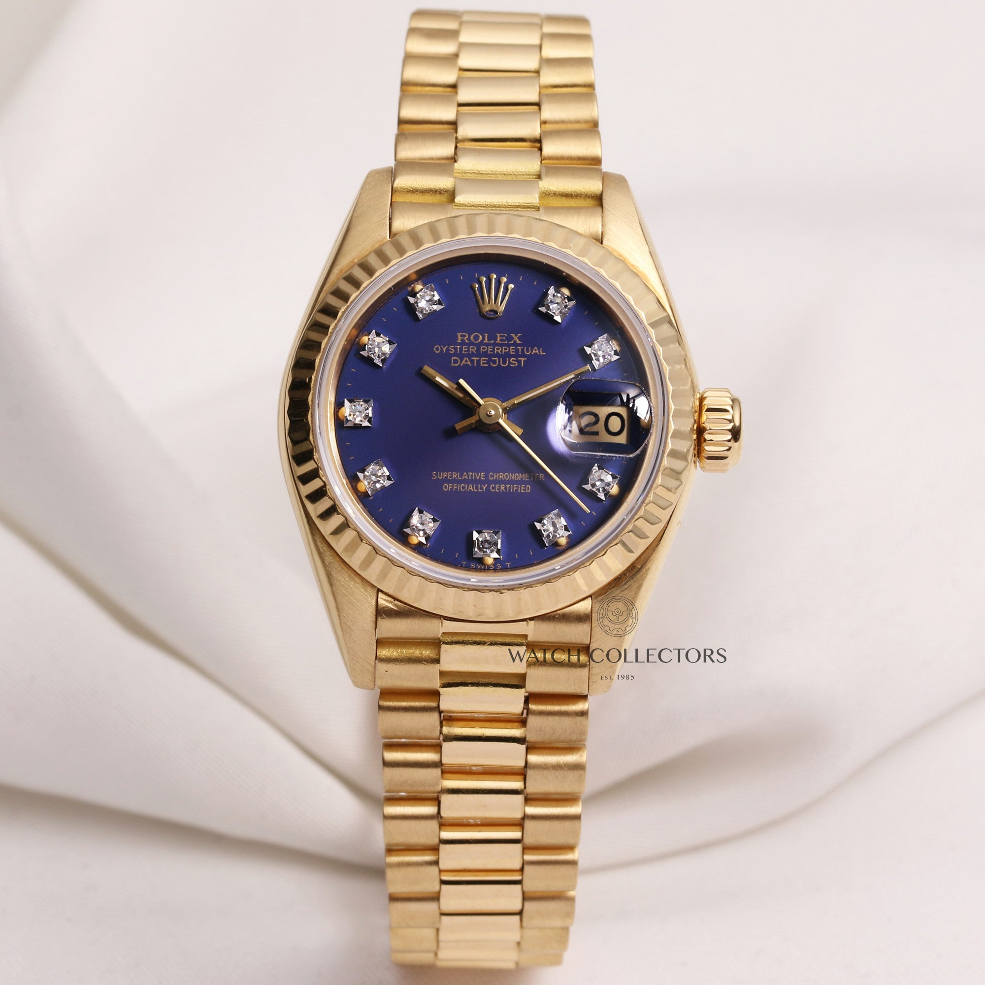 Rolex-Lady-DateJust-69178-Blue-Diamond-Dial-18K-Yellow-Gold-Second-Hand-Watch-Collectors-1