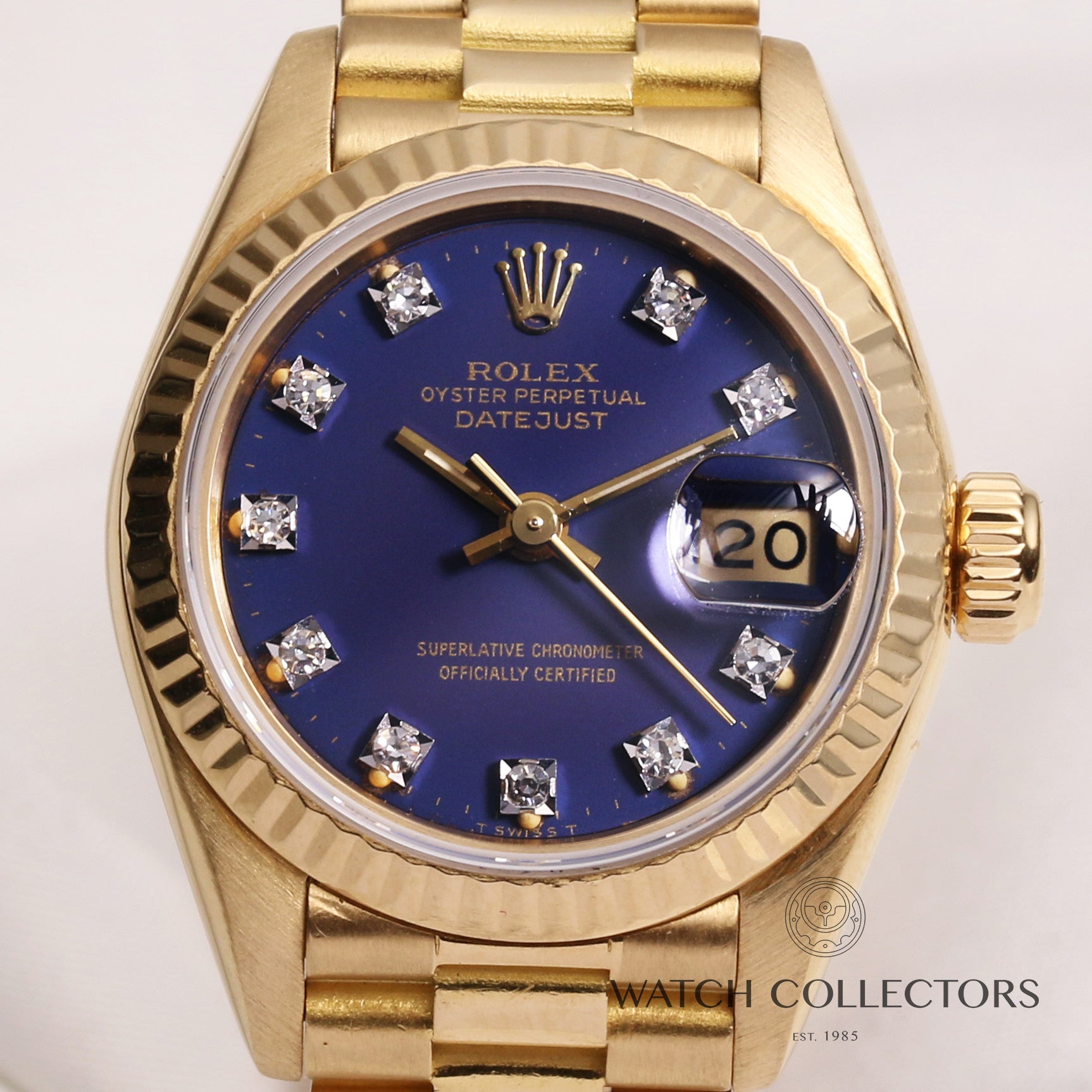 Rolex-Lady-DateJust-69178-Blue-Diamond-Dial-18K-Yellow-Gold-Second-Hand-Watch-Collectors-2