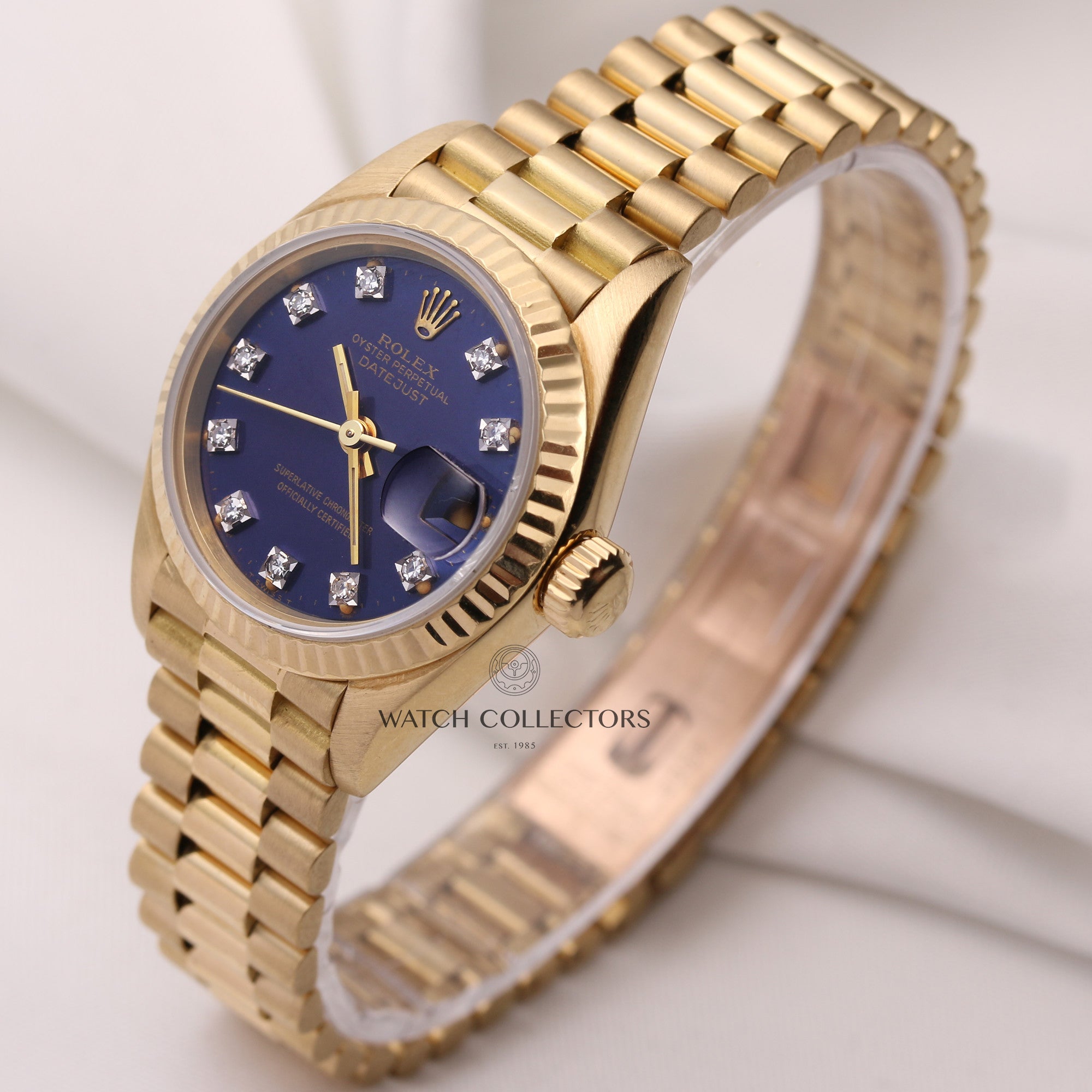 Rolex-Lady-DateJust-69178-Blue-Diamond-Dial-18K-Yellow-Gold-Second-Hand-Watch-Collectors-3