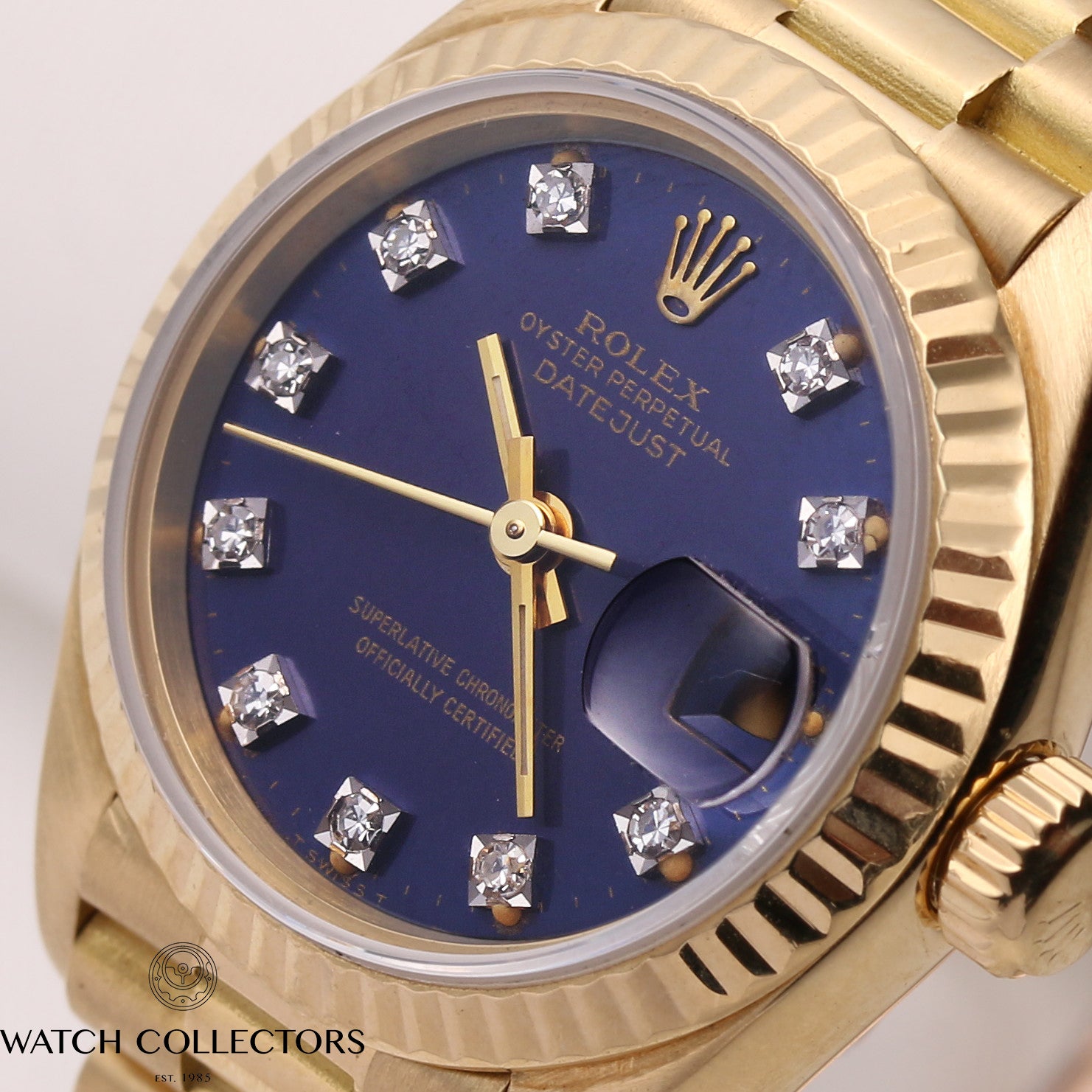 Rolex-Lady-DateJust-69178-Blue-Diamond-Dial-18K-Yellow-Gold-Second-Hand-Watch-Collectors-4