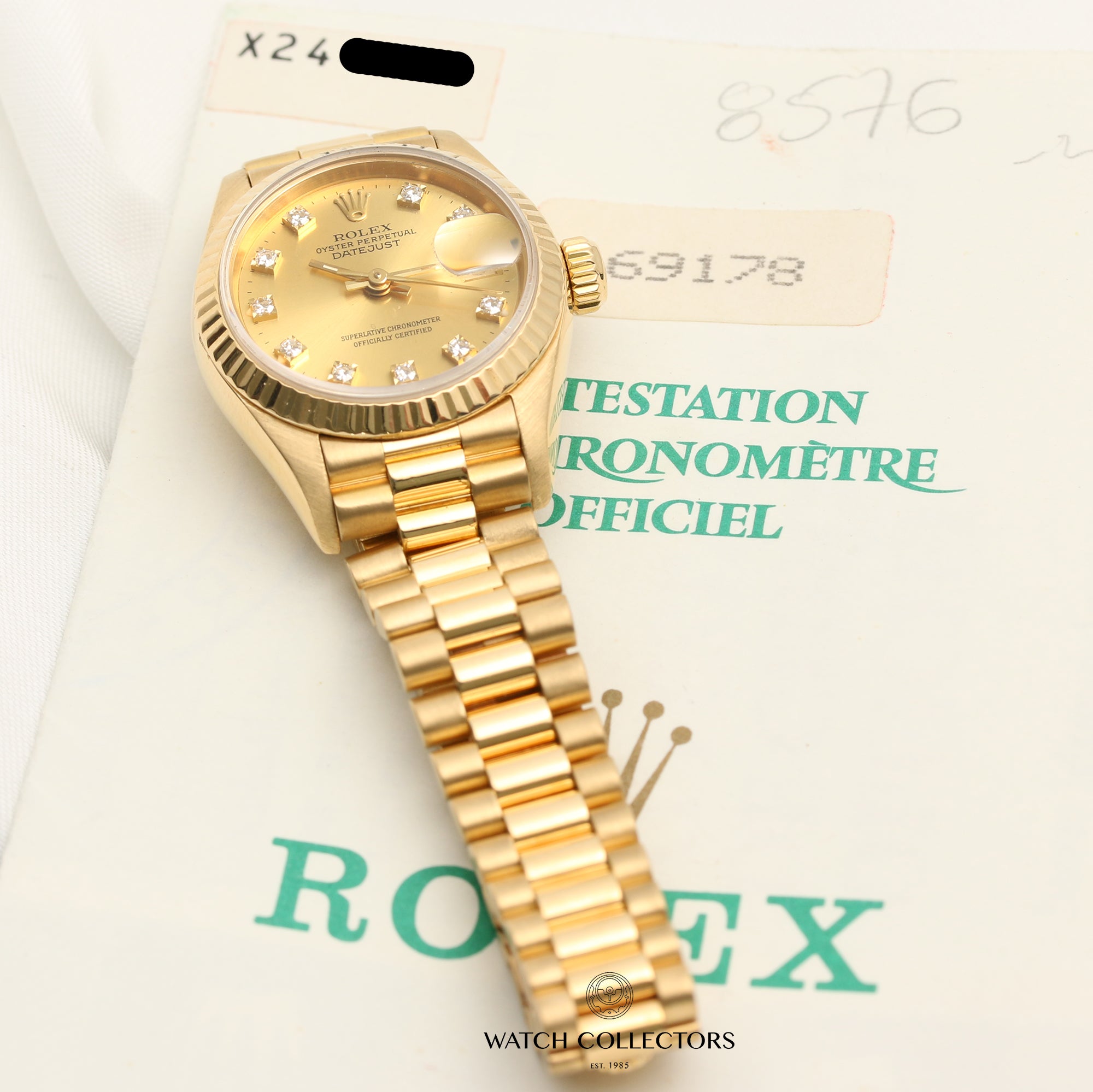 Rolex Lady DateJust 69178 Champagne Diamond Dial Second Hand Watch Collectors 7