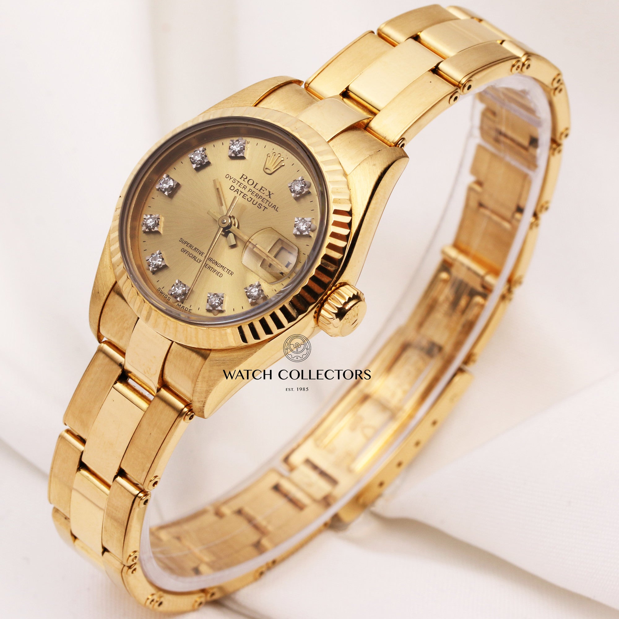 Rolex-Lady-DateJust-69178-Diamond-Champagne-Dial-18K-Yellow-Gold-Second-Hand-Watch-Collectors-2