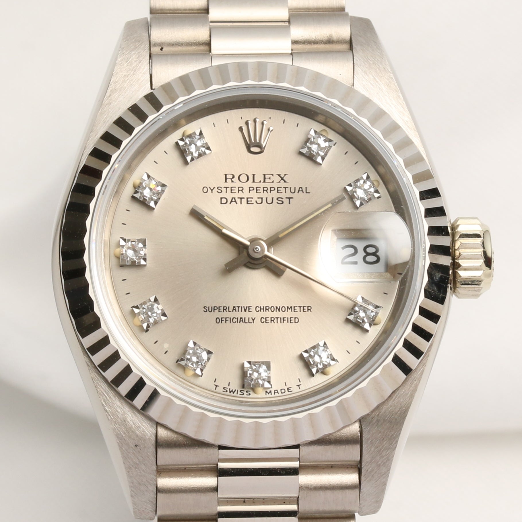 Rolex Lady DateJust 69179 18K White Gold Silver Diamond Dial Second Hand Watch Collectors 2