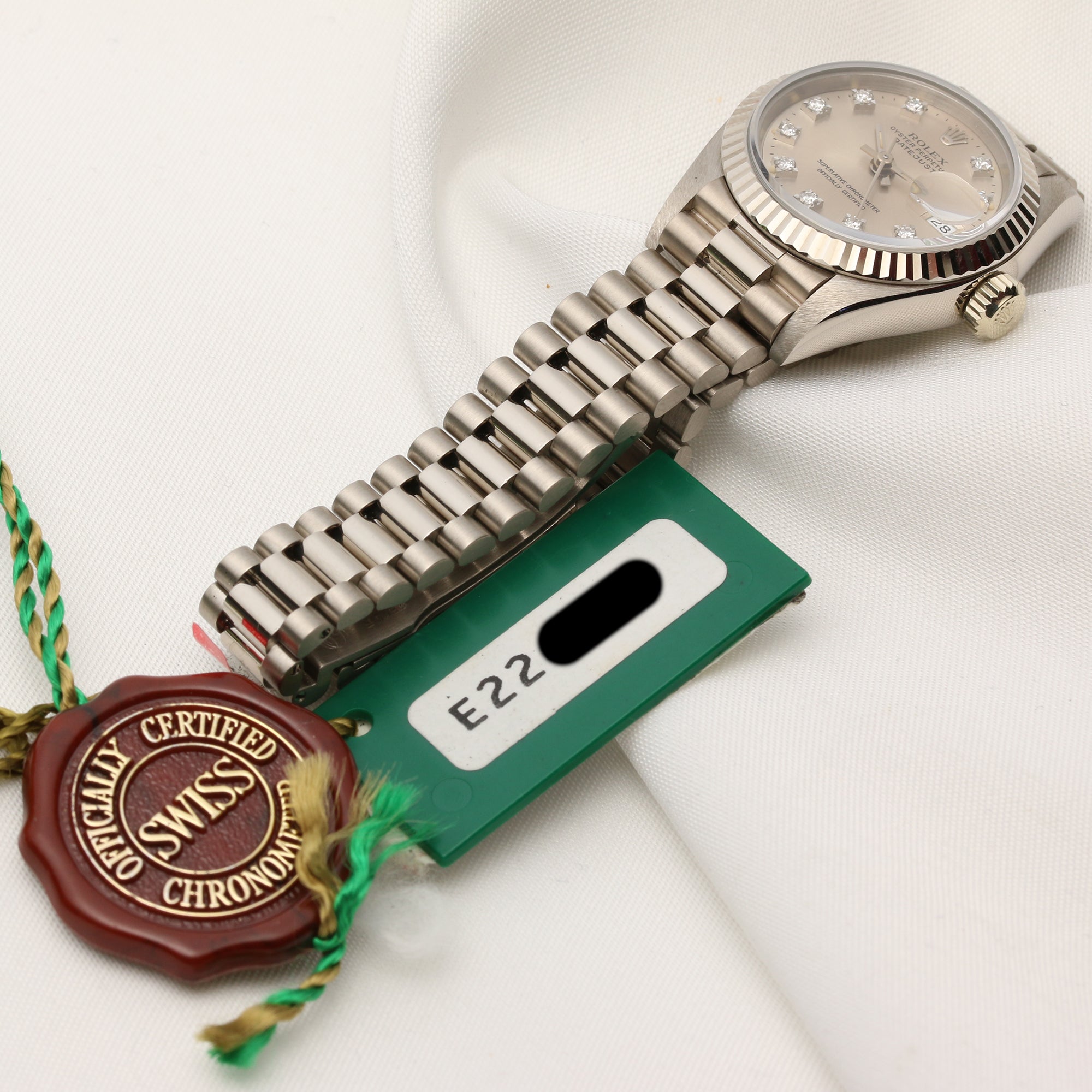 Rolex Lady DateJust 69179 18K White Gold Silver Diamond Dial Second Hand Watch Collectors 7