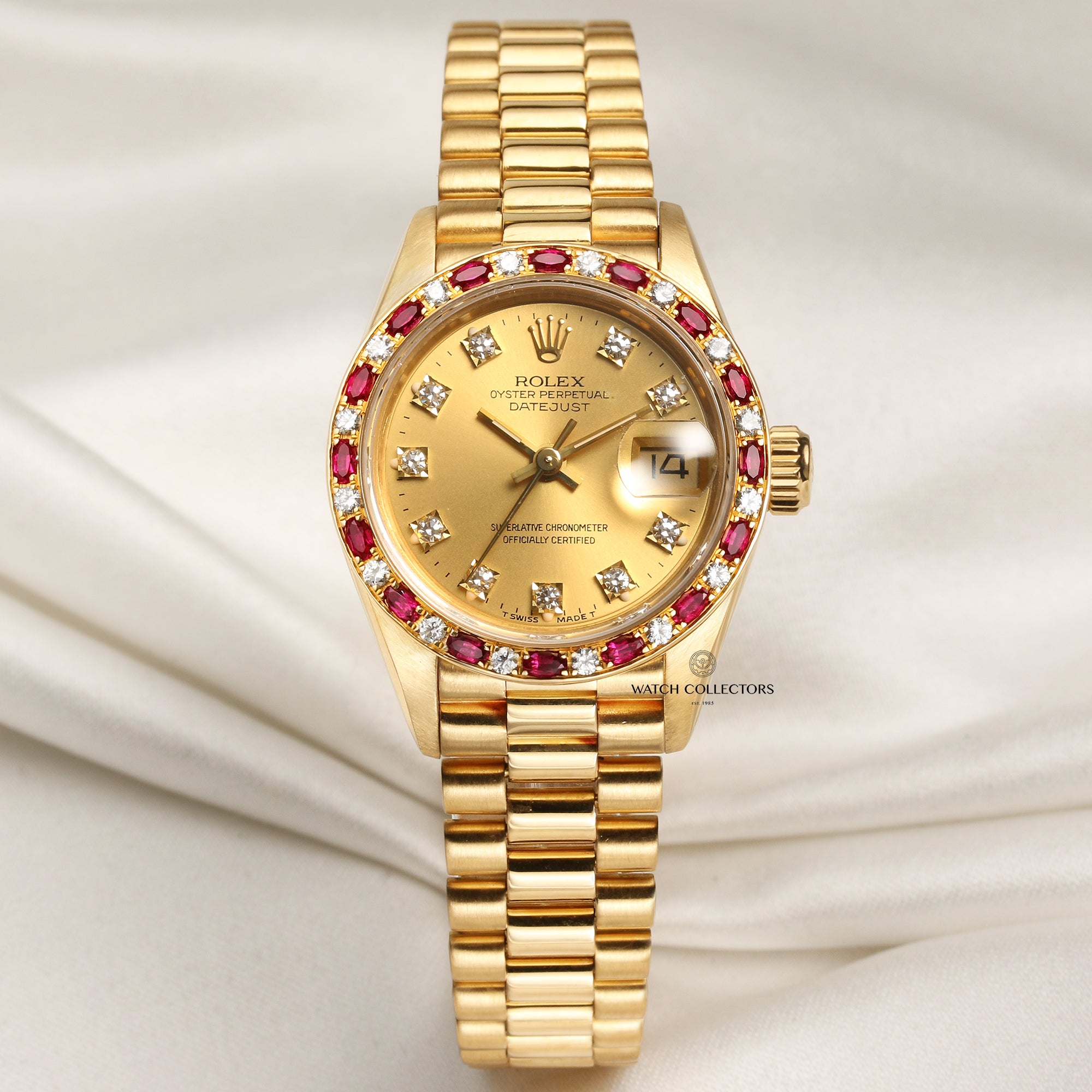 Rolex Lady DateJust 69198 18K Yellow Gold Diamond Ruby Second Hand Watch Collectors 1