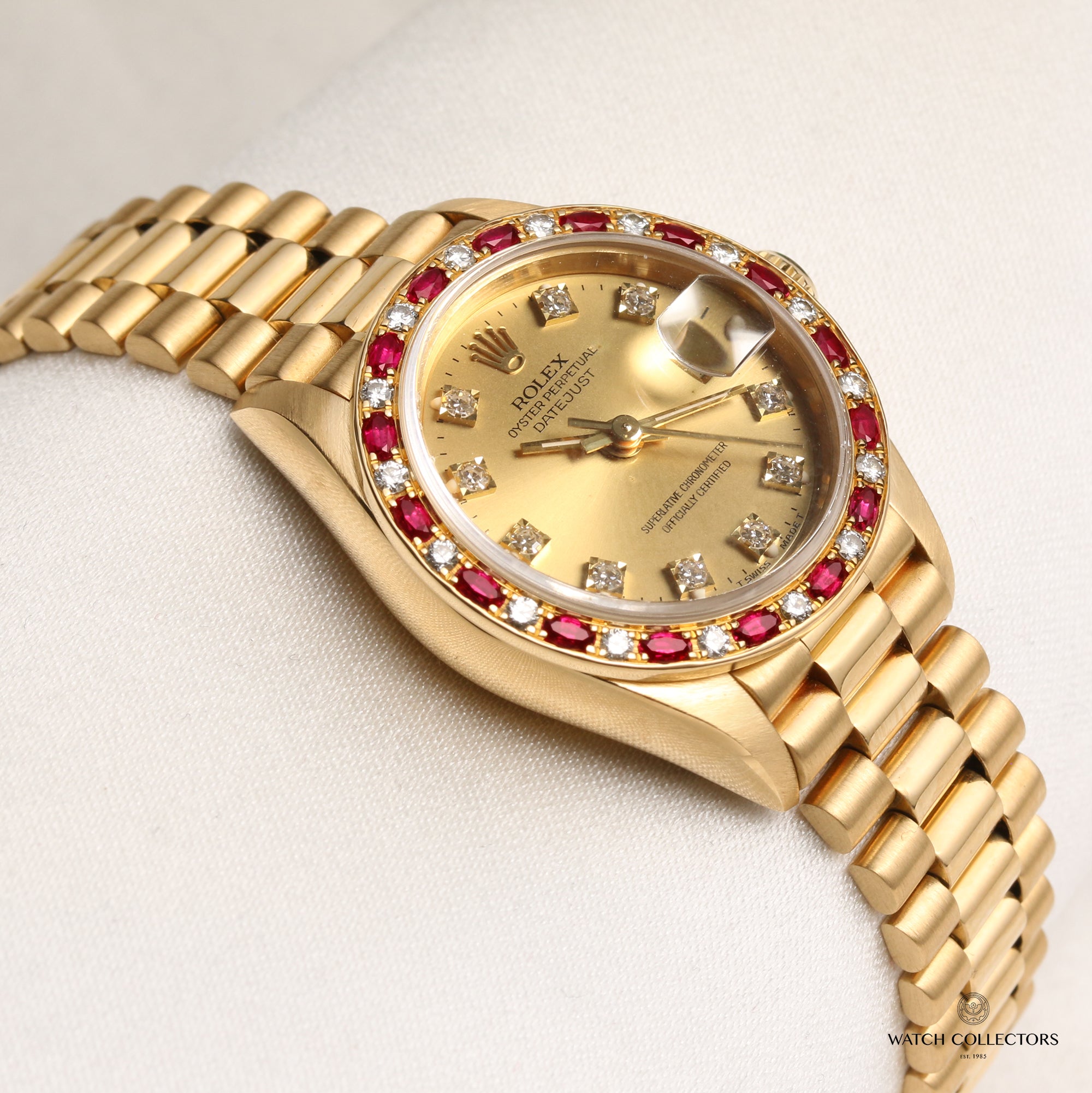 Rolex Lady DateJust 69198 18K Yellow Gold Diamond Ruby Second Hand Watch Collectors 5