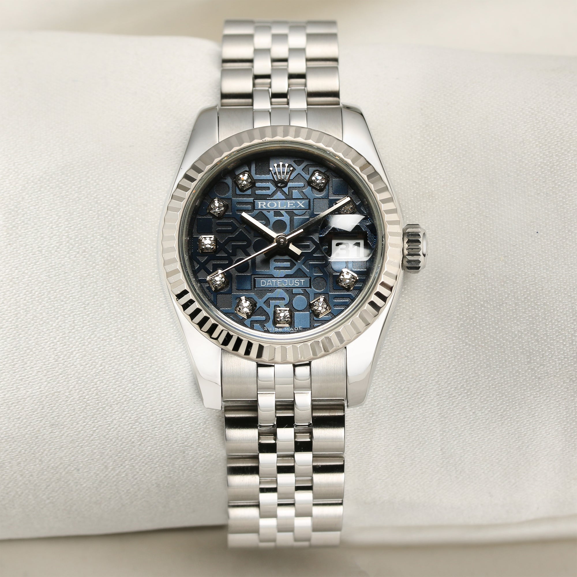 Rolex-Lady-DateJust-Blue-Jubilee-Diamond-Dial-Second-hand-Watch-Collectors-1