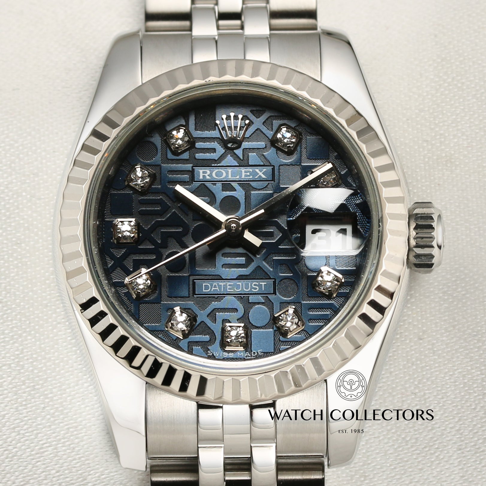 Rolex Lady DateJust Blue Jubilee Diamond Dial Second hand Watch Collectors 2