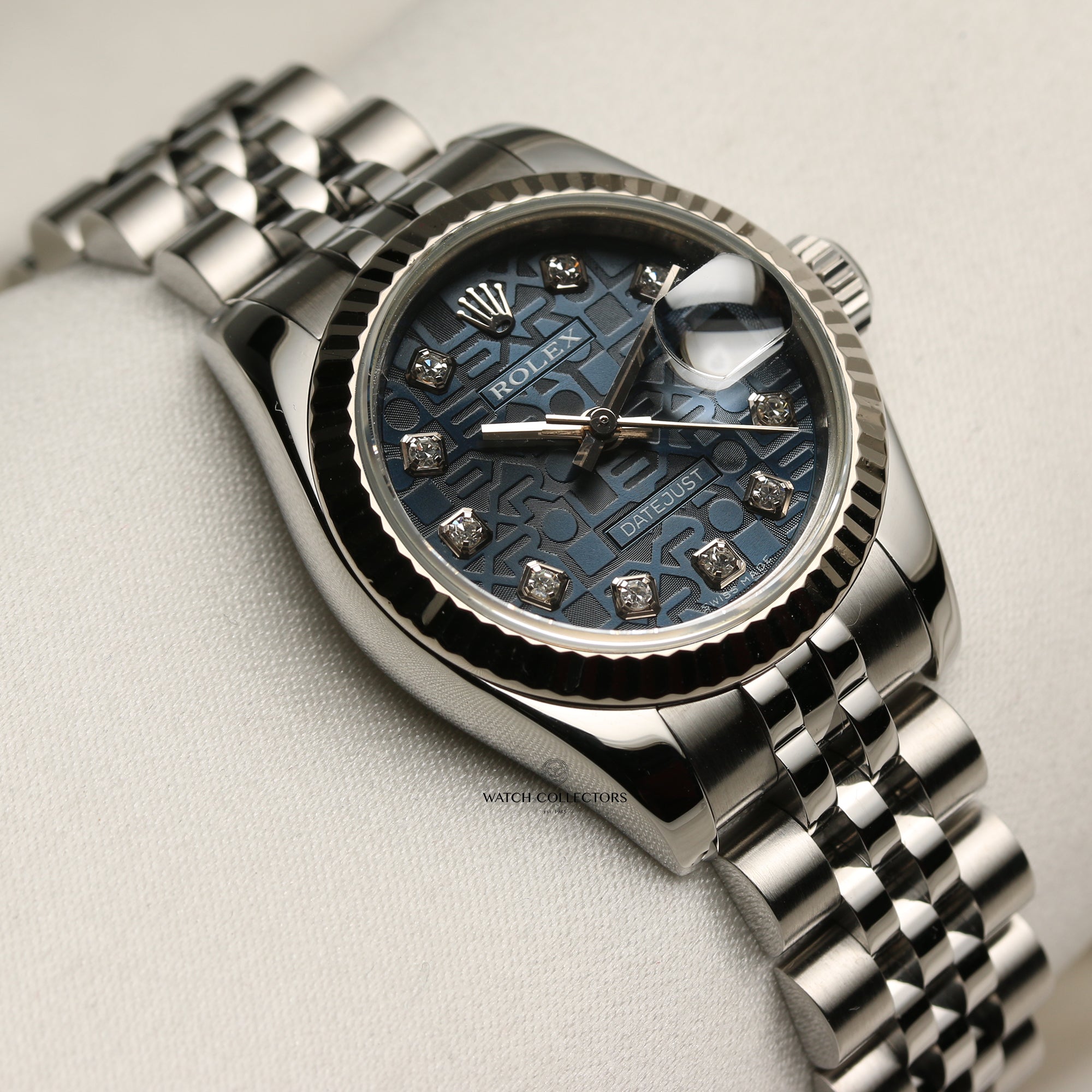 Rolex Lady DateJust Blue Jubilee Diamond Dial Second hand Watch Collectors 4