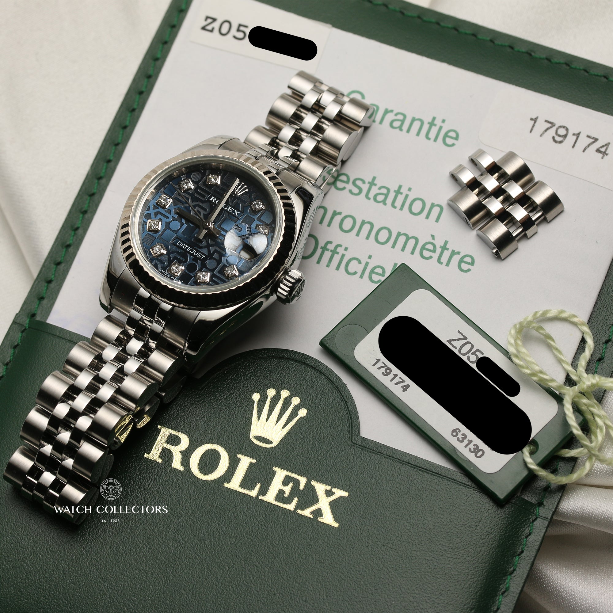Rolex Lady DateJust Blue Jubilee Diamond Dial Second hand Watch Collectors 8