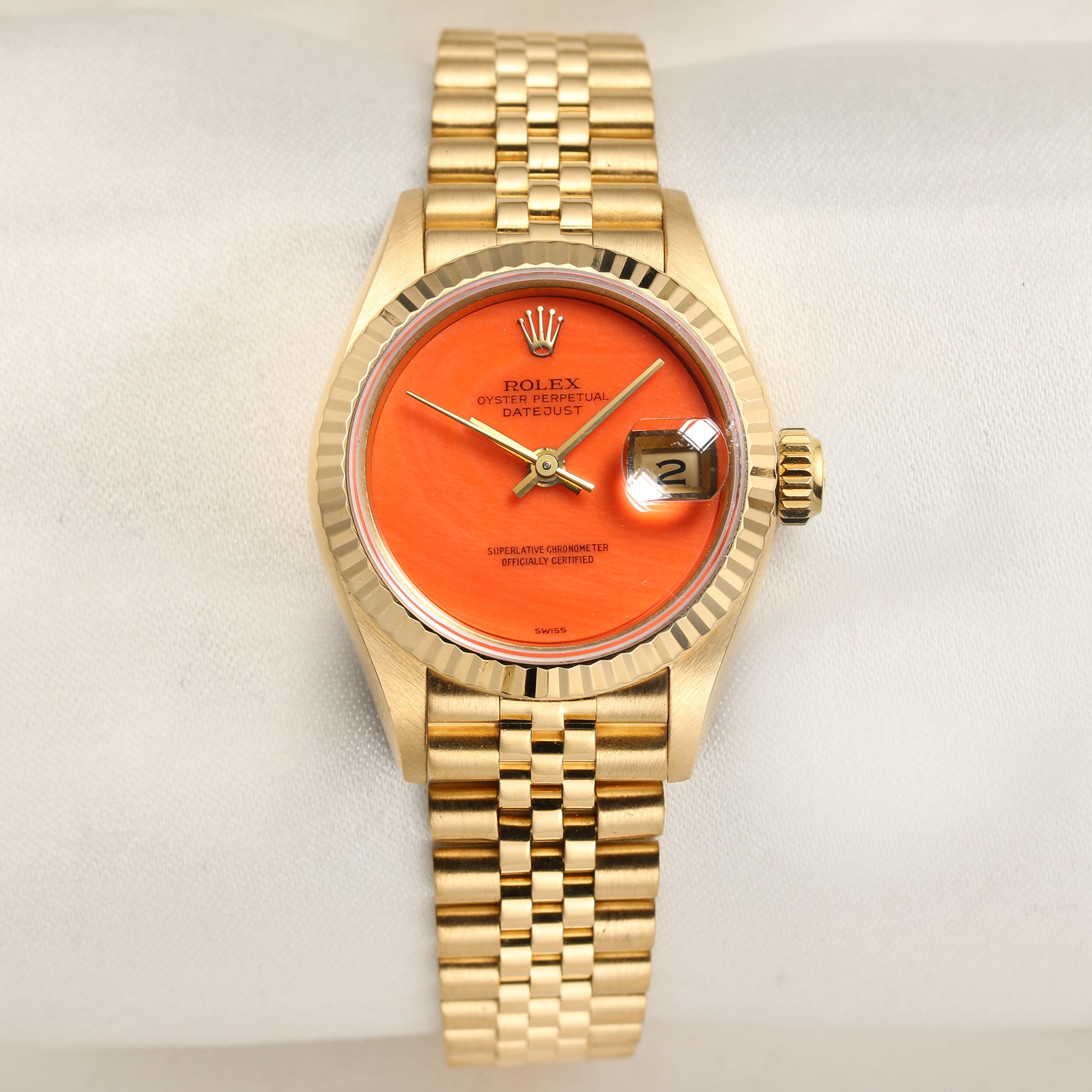 Rolex Lady DateJust 69178 Coral Dial 18k Yellow Gold Jubilee Bracelet