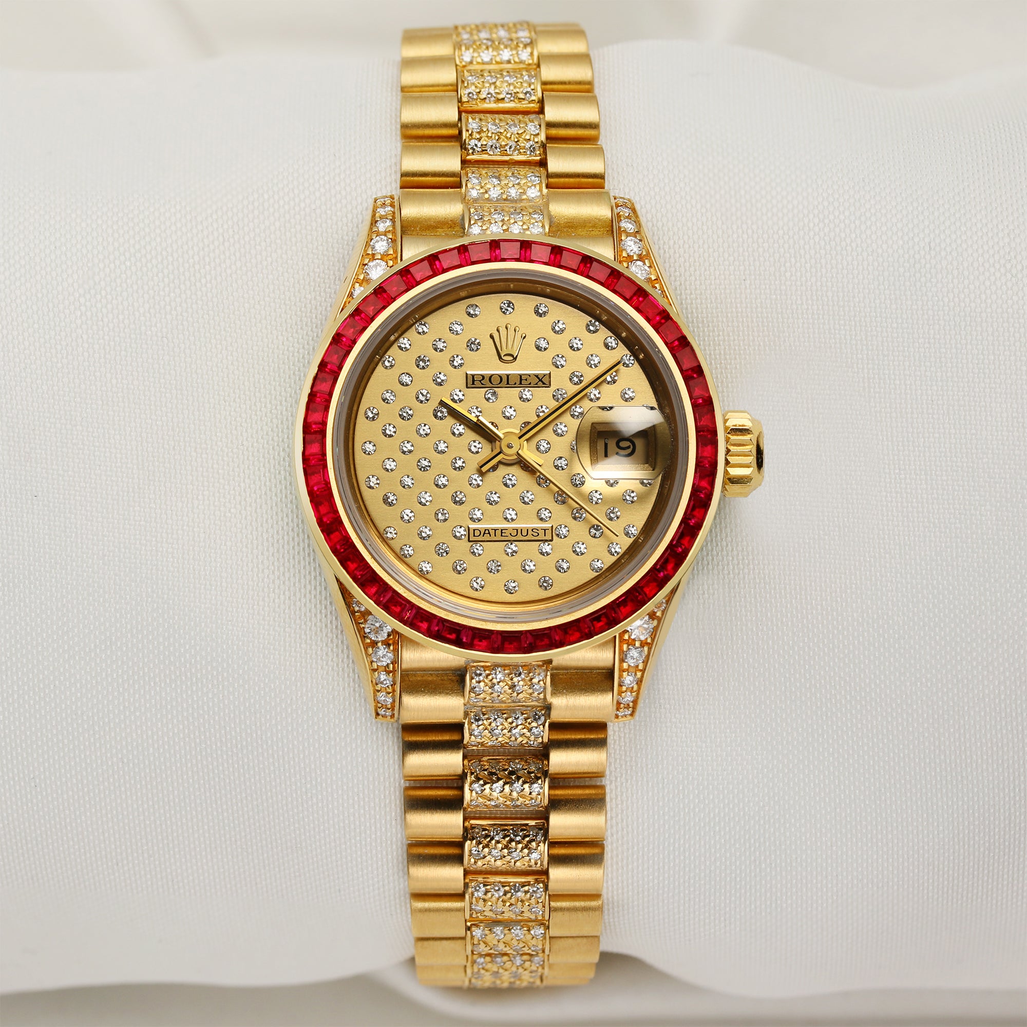 Rolex-Lady-DateJust-Diamond-Bracelet-Ruby-Bezel-Second-Hand-Watch-Collectors-1