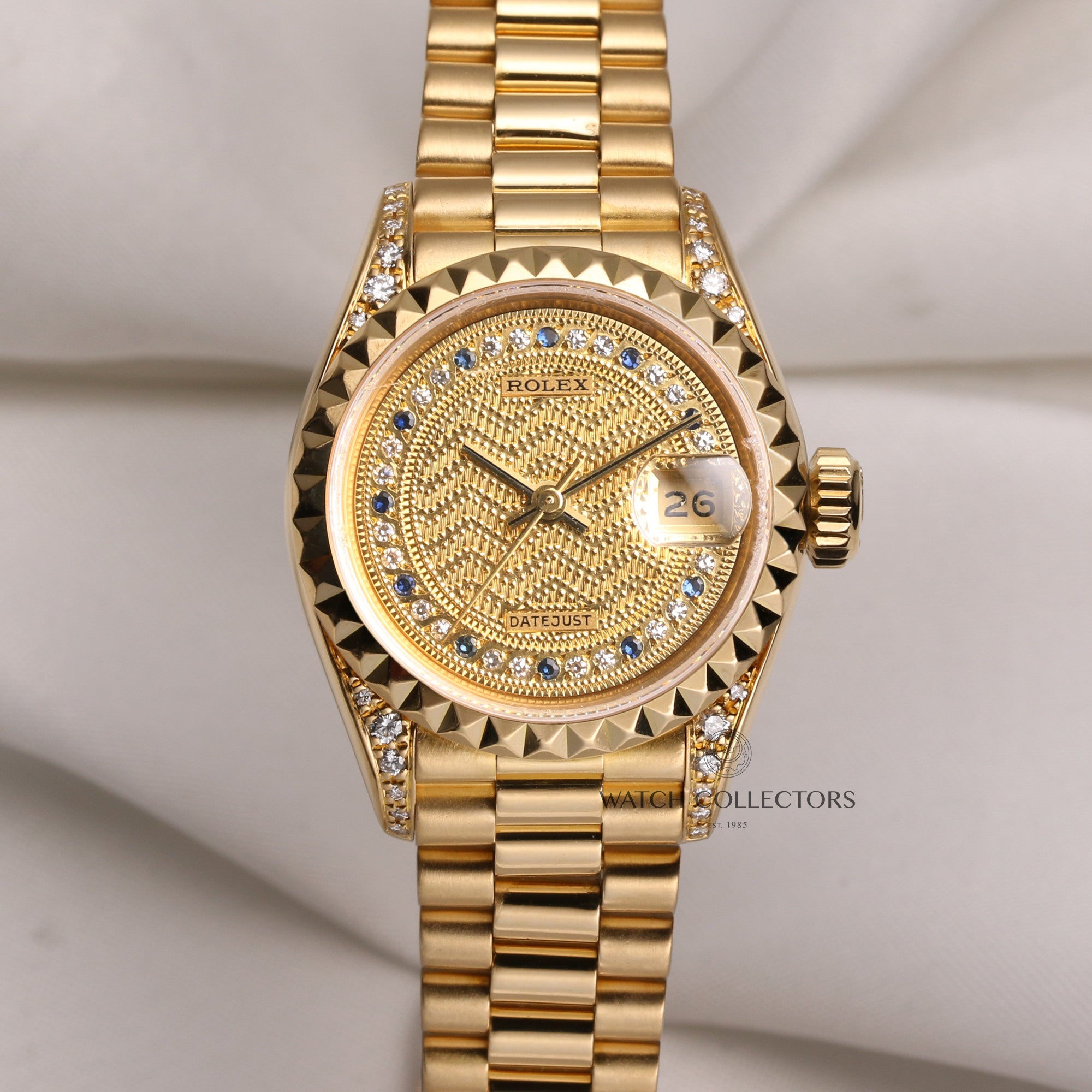 Full 18kt Gold 26mm Factory Diamond Rolex Datejust Come Auction