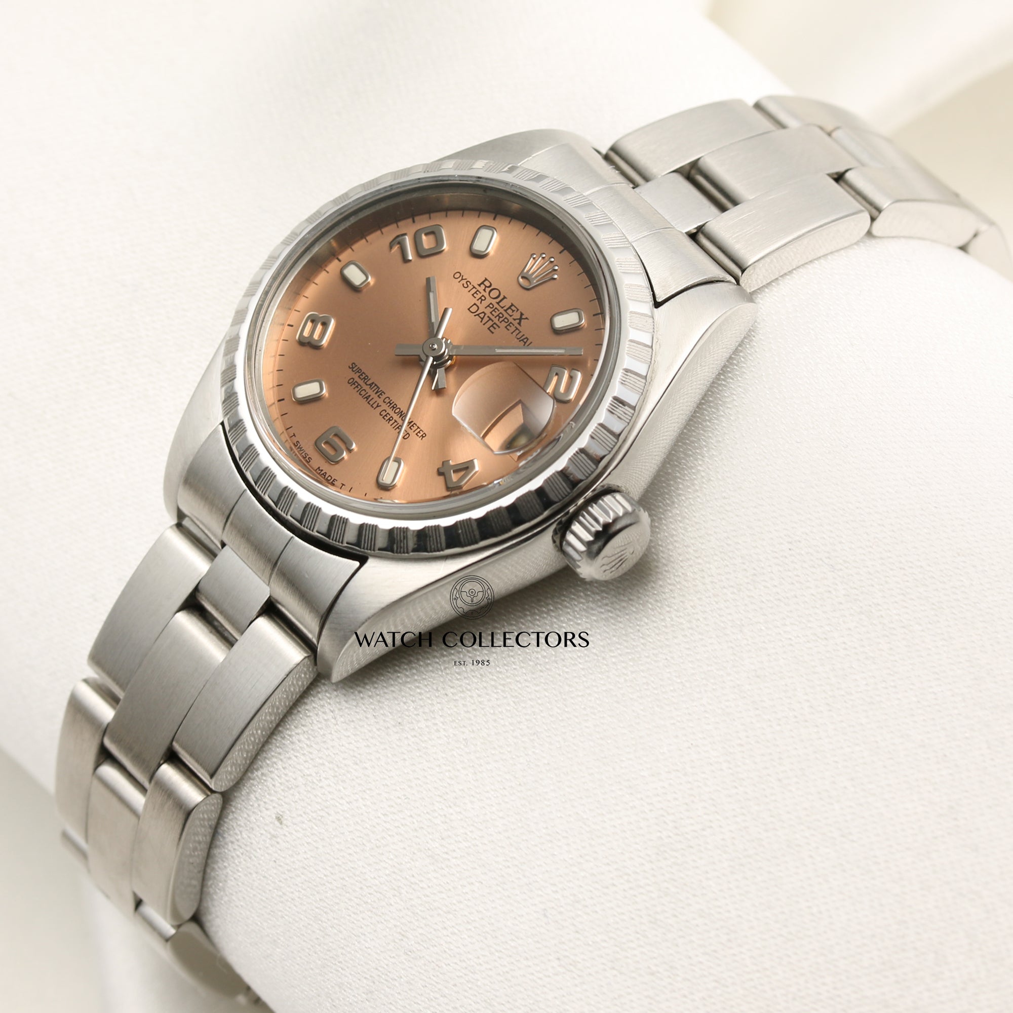 Rolex Lady DateJust Engine Turned Bezel Stainless Steel Second Hand Watch Collectors 3