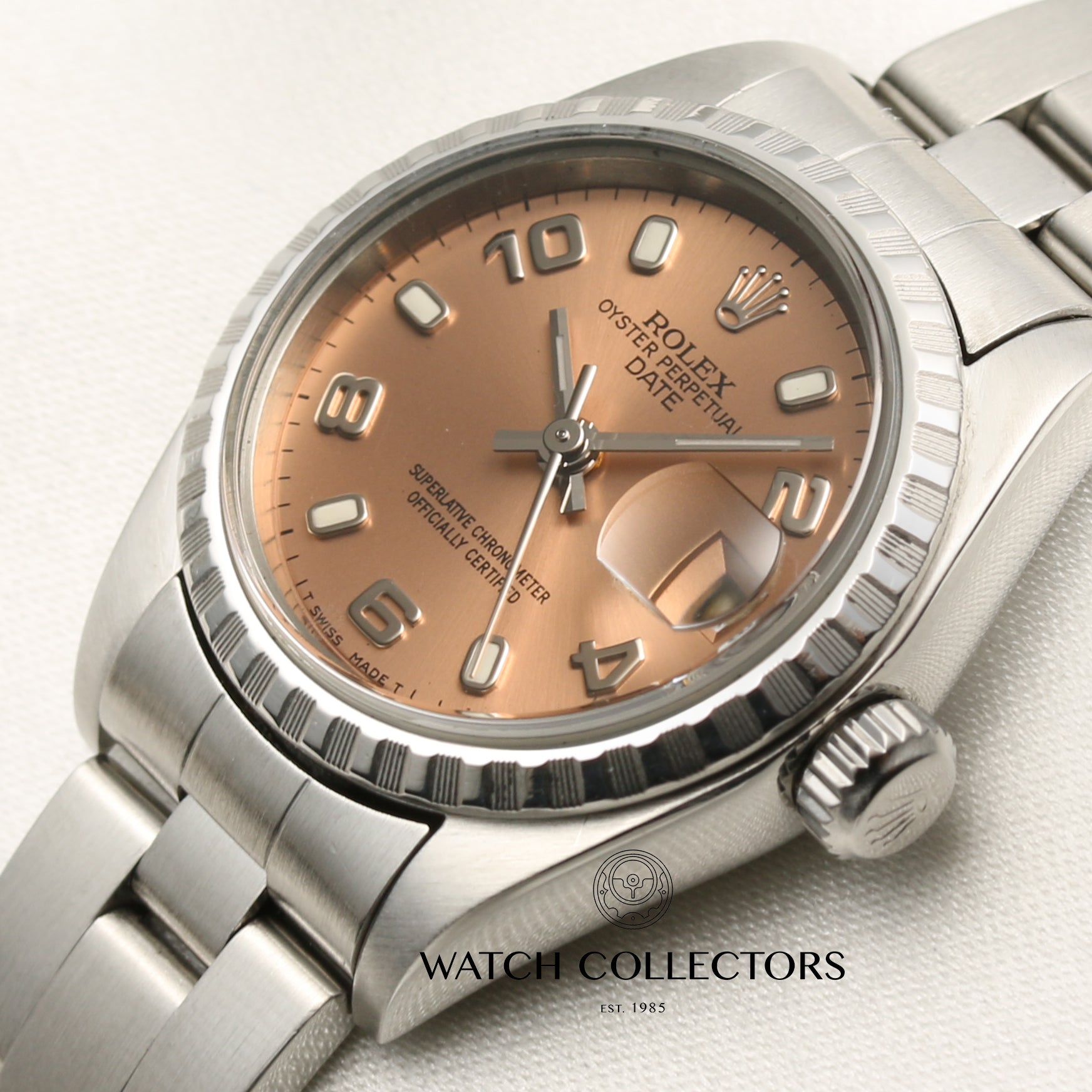 Rolex Lady DateJust Engine Turned Bezel Stainless Steel Second Hand Watch Collectors 4