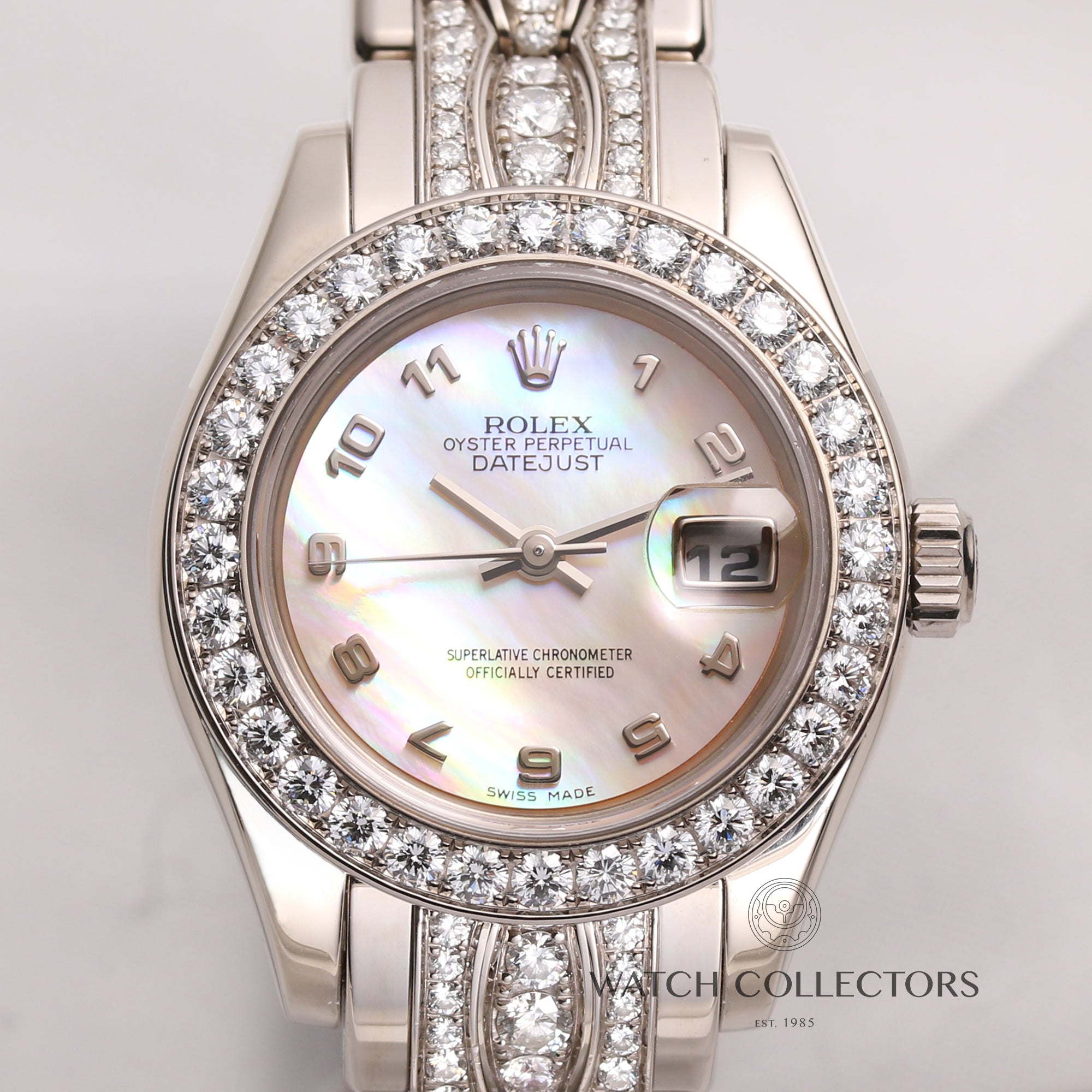 Rolex-Lady-DateJust-PearlMaster-80299-18k-white-gold-MOP-Dial-Second-Hand-Watch-Collectors-2