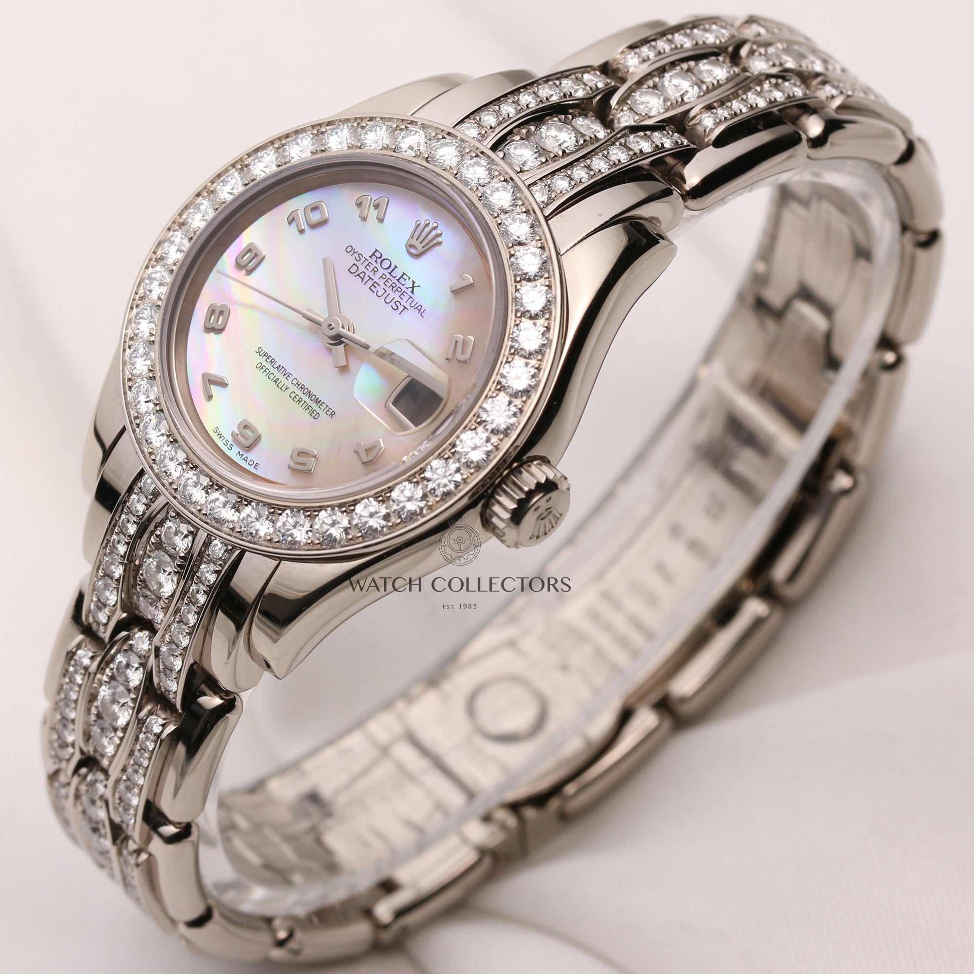 Rolex-Lady-DateJust-PearlMaster-80299-18k-white-gold-MOP-Dial-Second-Hand-Watch-Collectors-3