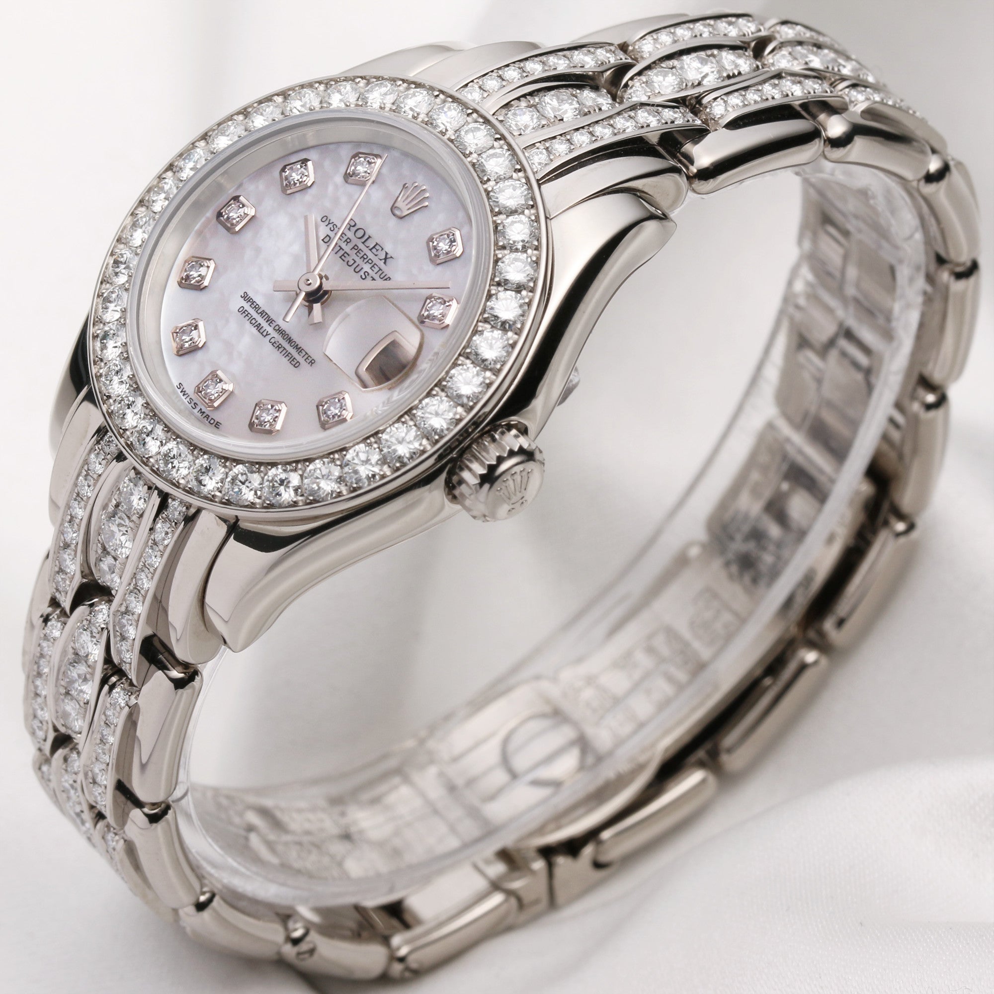 Rolex Lady DateJust PearlMaster 80299 18k white gold MOP Diamond Dial Second Hand Watch Collectors 1 (3)