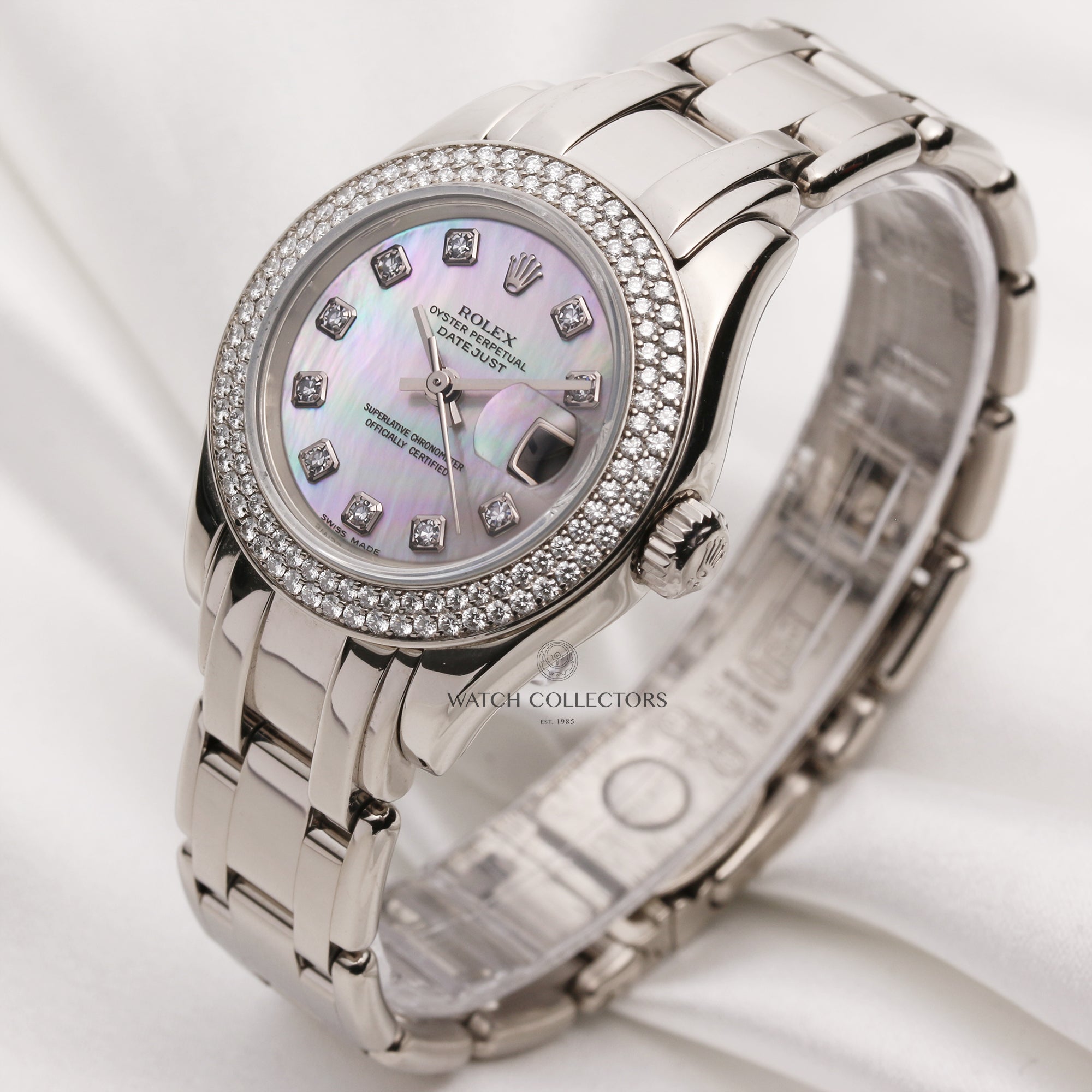 Rolex-Lady-DateJust-PearlMaster-80339-18k-white-gold-MOP-Diamond-Dial-Second-Hand-Watch-Collectors-3
